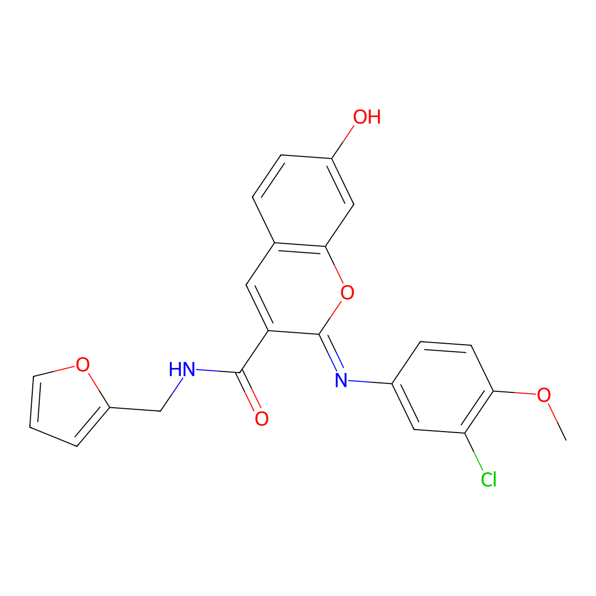 (2Z)-2-[(3-chloro-4-methoxyphenyl)imino]-N-(furan-2-ylmethyl)-7-hydroxy-2H-chromene-3-carboxamide molecular structure, CAS 1327177-59-2