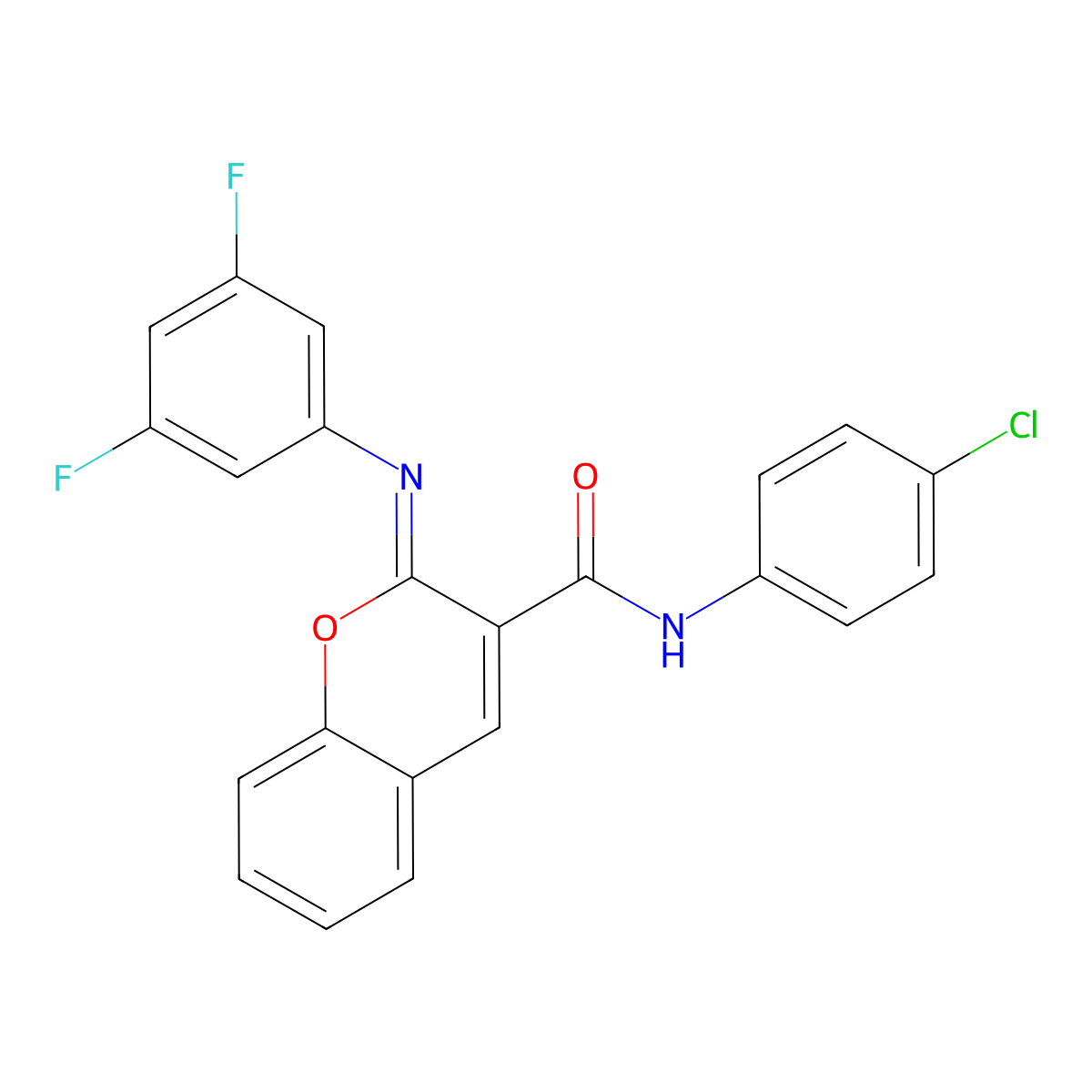 (2Z)-N-(4-chlorophenyl)-2-[(3,5-difluorophenyl)imino]-2H-chromene-3-carboxamide molecular structure, CAS 1327177-88-7