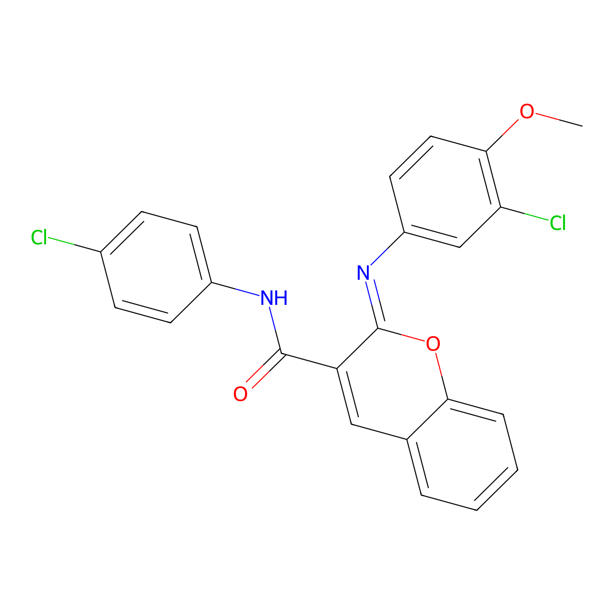(2Z)-2-[(3-chloro-4-methoxyphenyl)imino]-N-(4-chlorophenyl)-2H-chromene-3-carboxamide molecular structure, CAS 1327177-98-9