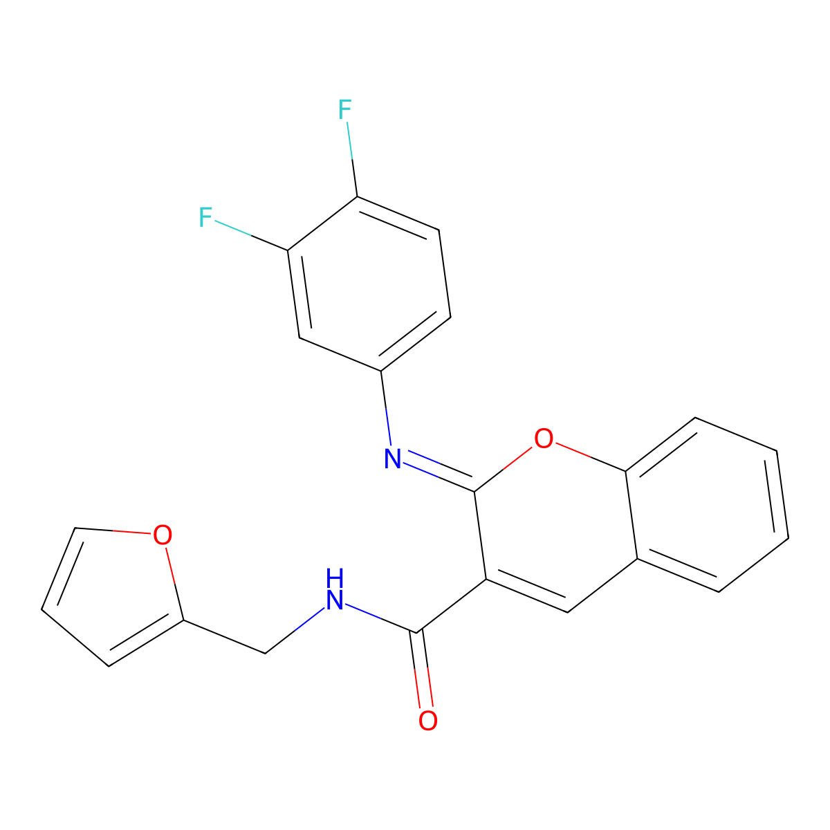 (2Z)-2-[(3,4-difluorophenyl)imino]-N-(furan-2-ylmethyl)-2H-chromene-3-carboxamide molecular structure, CAS 1327178-31-3