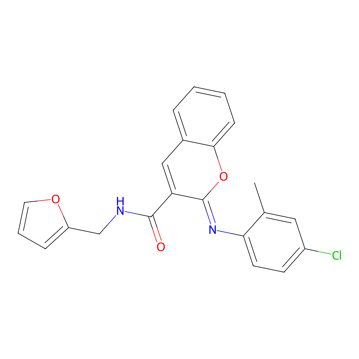 (2Z)-2-[(4-chloro-2-methylphenyl)imino]-N-(furan-2-ylmethyl)-2H-chromene-3-carboxamide molecular structure, CAS 1327178-43-7