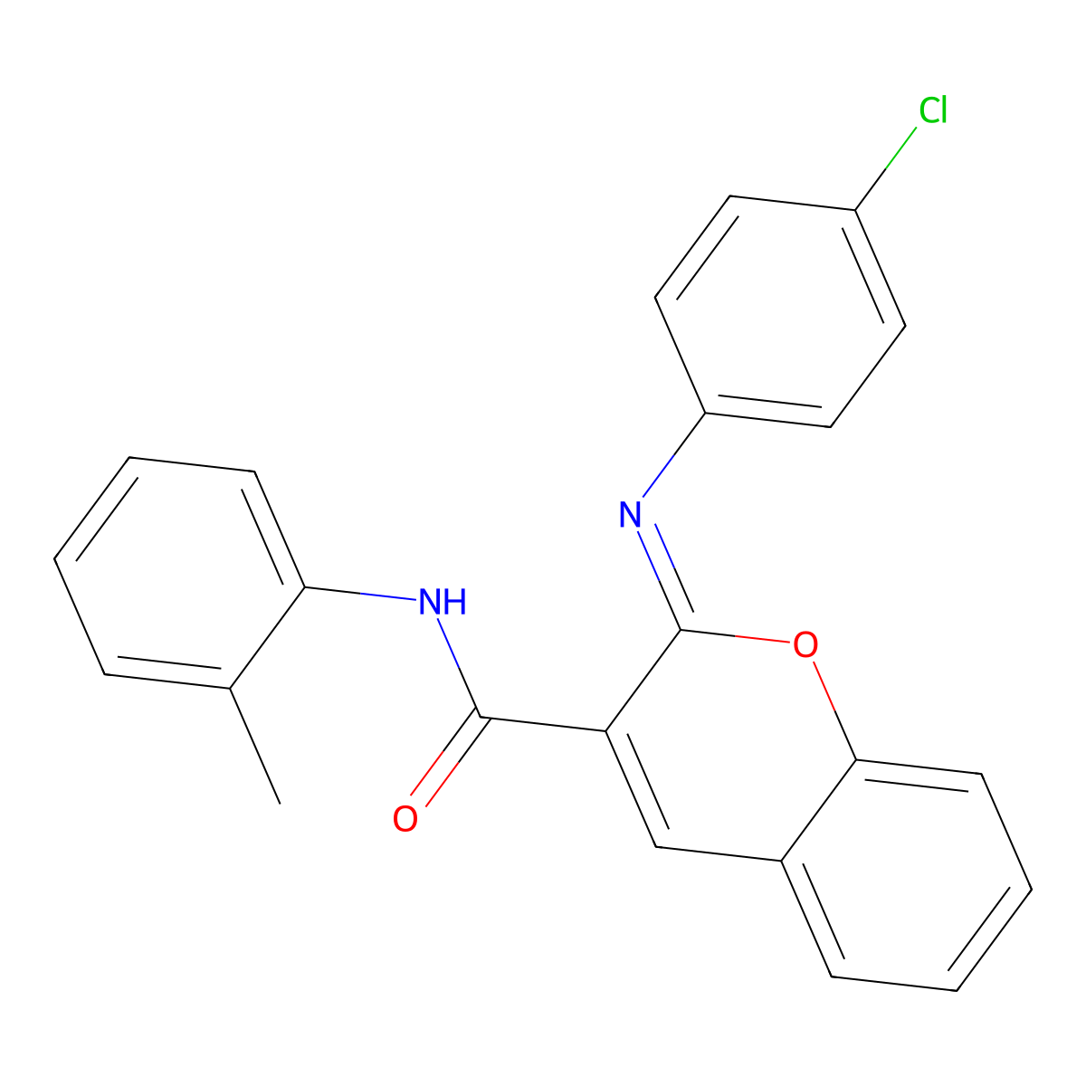 (2Z)-2-[(4-chlorophenyl)imino]-N-(2-methylphenyl)-2H-chromene-3-carboxamide molecular structure, CAS 1327178-54-0