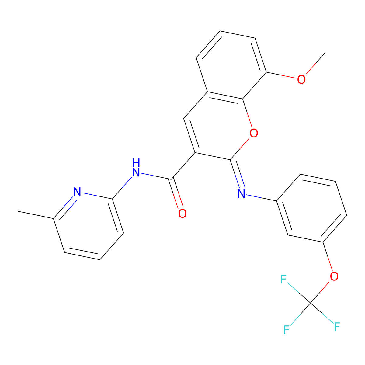 (2Z)-8-methoxy-N-(6-methylpyridin-2-yl)-2-{[3-(trifluoromethoxy)phenyl]imino}-2H-chromene-3-carboxamide molecular structure, CAS 1327178-57-3