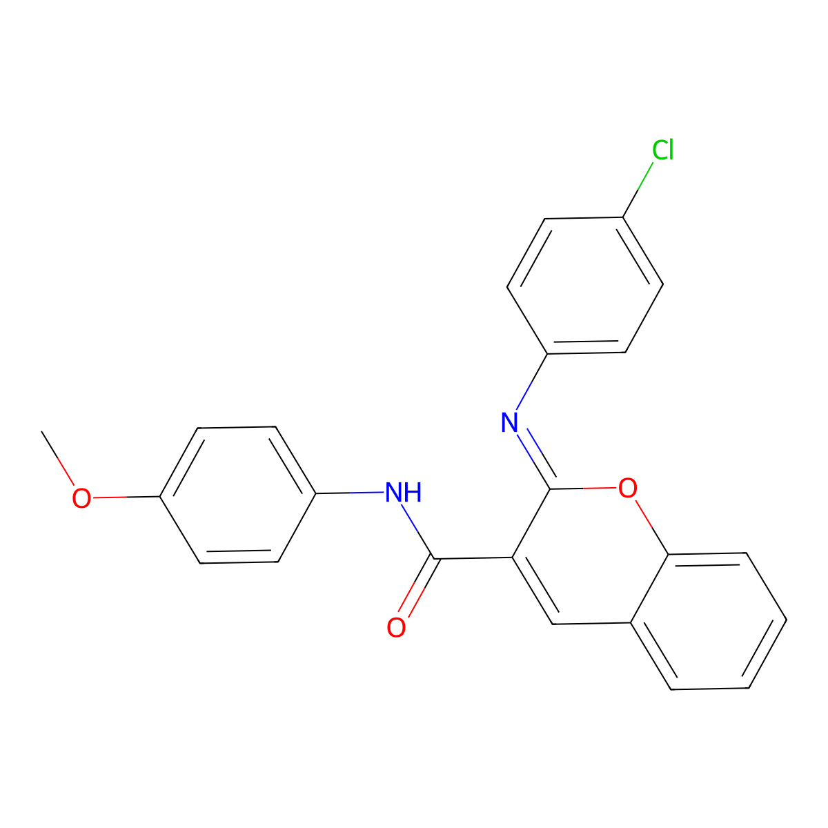 (2Z)-2-[(4-chlorophenyl)imino]-N-(4-methoxyphenyl)-2H-chromene-3-carboxamide molecular structure, CAS 1327178-65-3