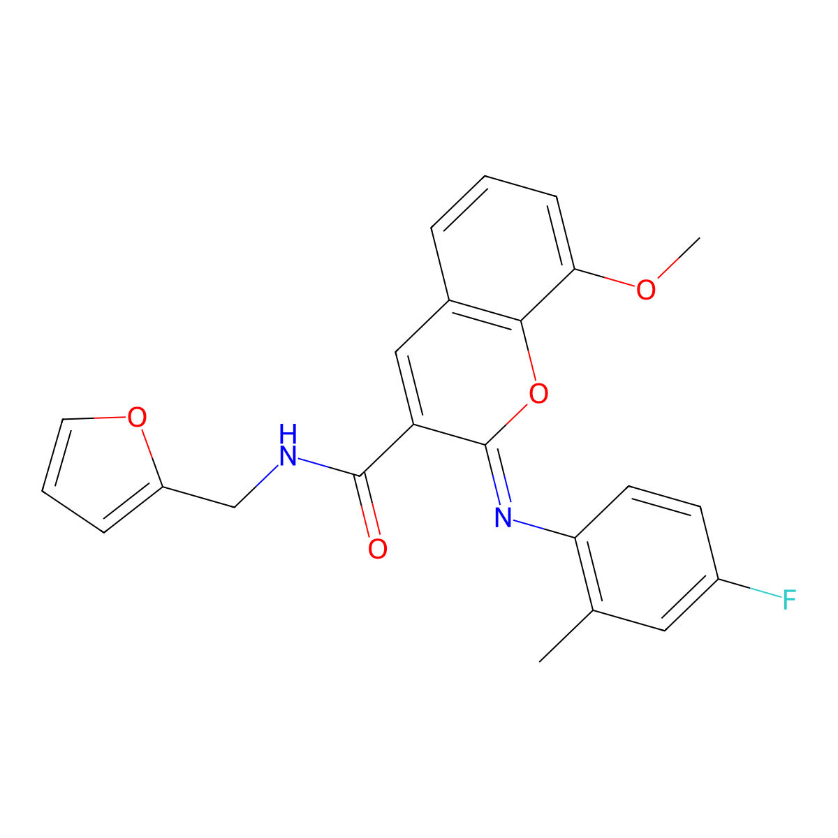 (2Z)-2-[(4-fluoro-2-methylphenyl)imino]-N-(furan-2-ylmethyl)-8-methoxy-2H-chromene-3-carboxamide molecular structure, CAS 1327178-84-6