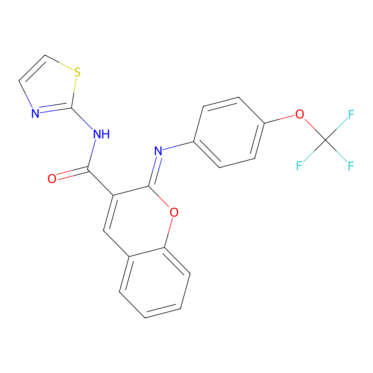(2Z)-N-(1,3-thiazol-2-yl)-2-{[4-(trifluoromethoxy)phenyl]imino}-2H-chromene-3-carboxamide molecular structure, CAS 1327178-94-8