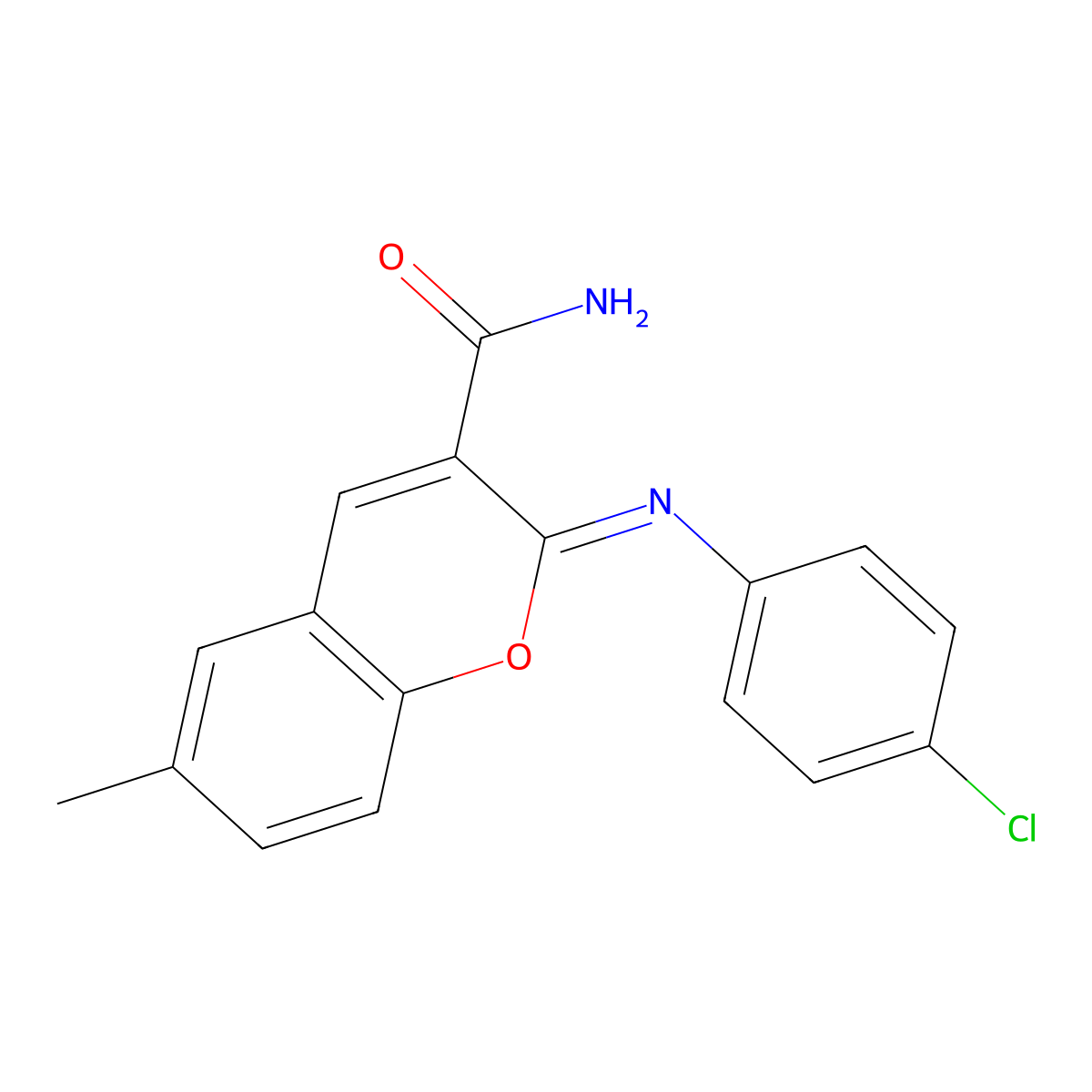 (2Z)-2-[(4-chlorophenyl)imino]-6-methyl-2H-chromene-3-carboxamide molecular structure, CAS 1327179-06-5