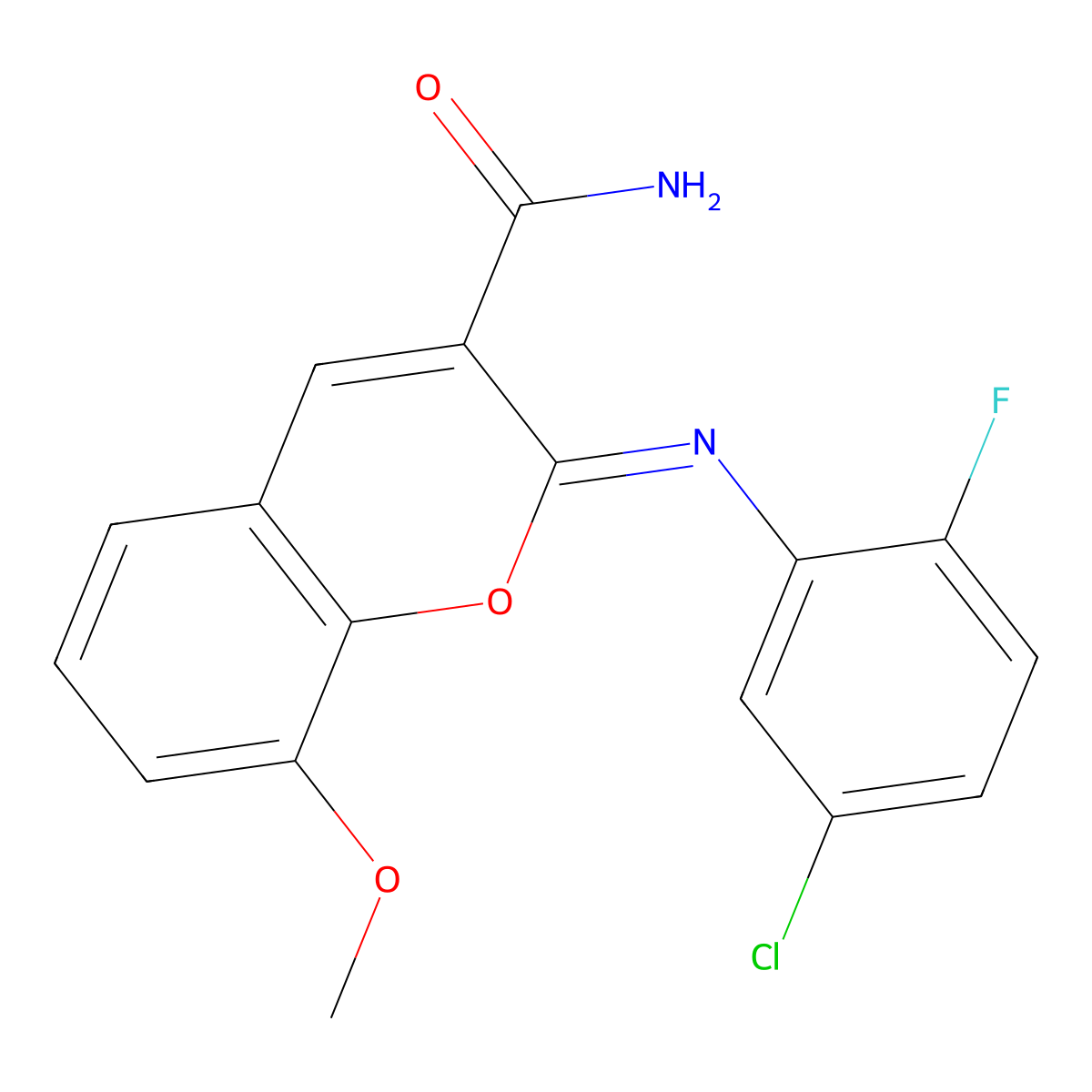 (2Z)-2-[(5-chloro-2-fluorophenyl)imino]-8-methoxy-2H-chromene-3-carboxamide molecular structure, CAS 1327179-09-8