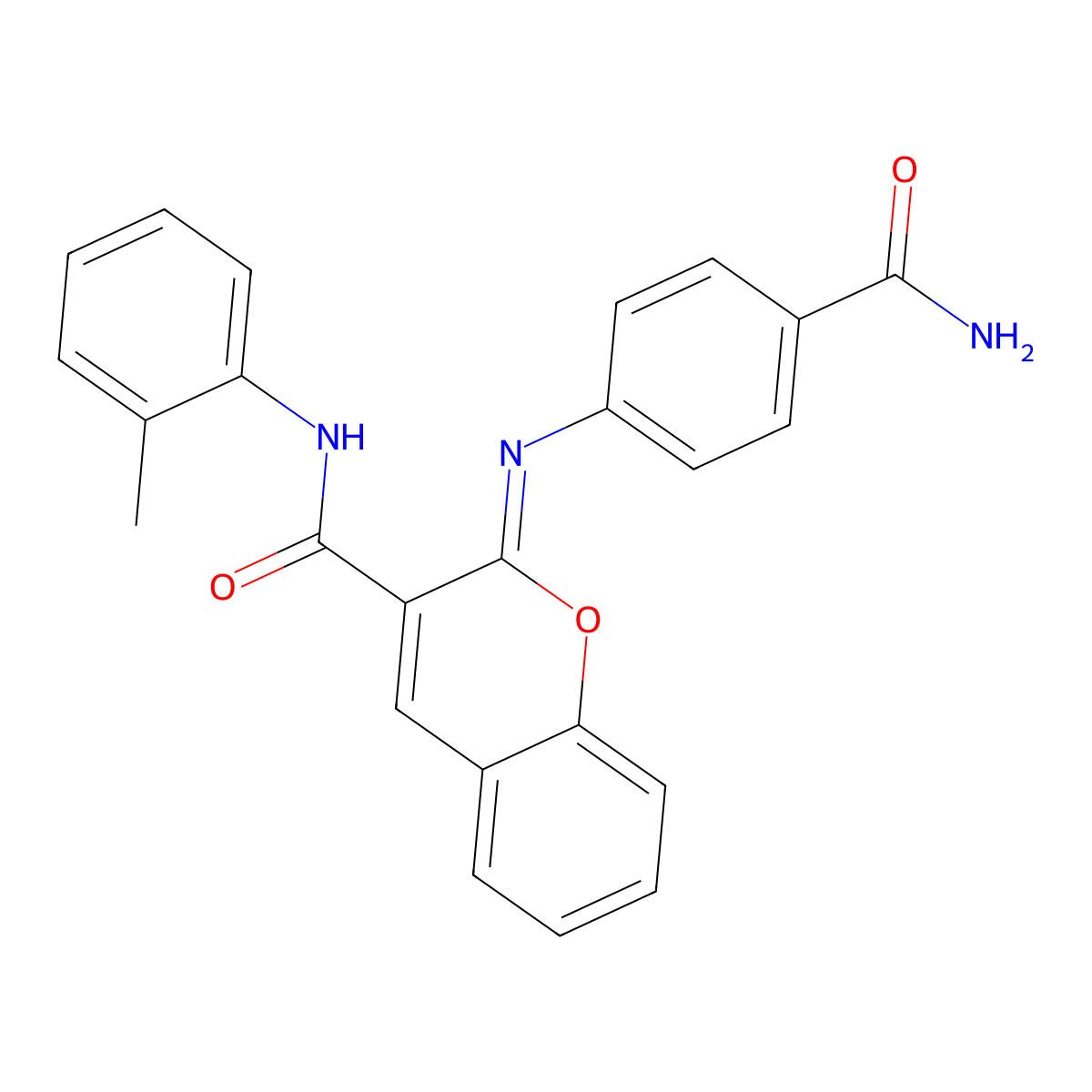 (2Z)-2-[(4-carbamoylphenyl)imino]-N-(2-methylphenyl)-2H-chromene-3-carboxamide molecular structure, CAS 1327179-30-5