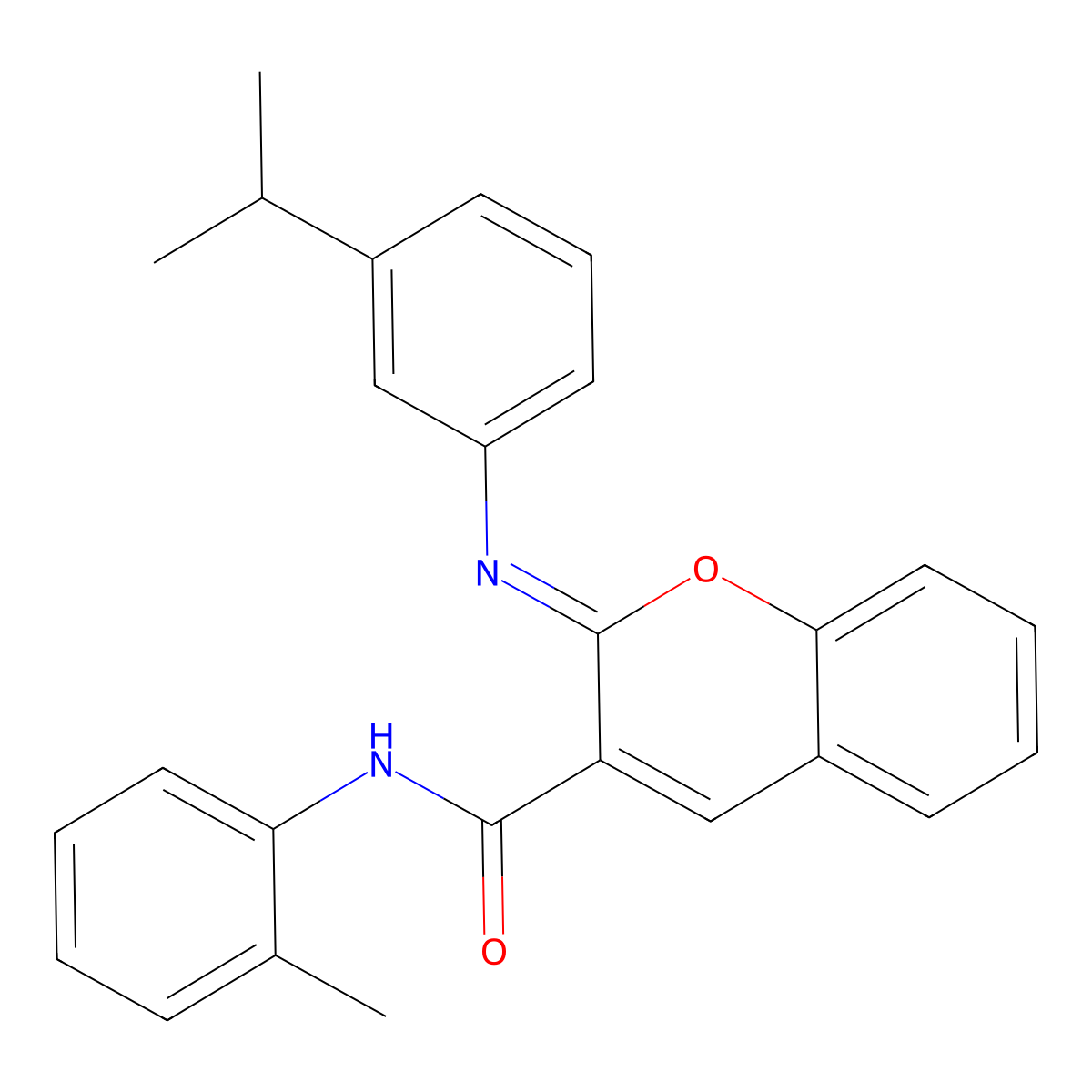 (2Z)-N-(2-methylphenyl)-2-{[3-(propan-2-yl)phenyl]imino}-2H-chromene-3-carboxamide molecular structure, CAS 1327179-47-4