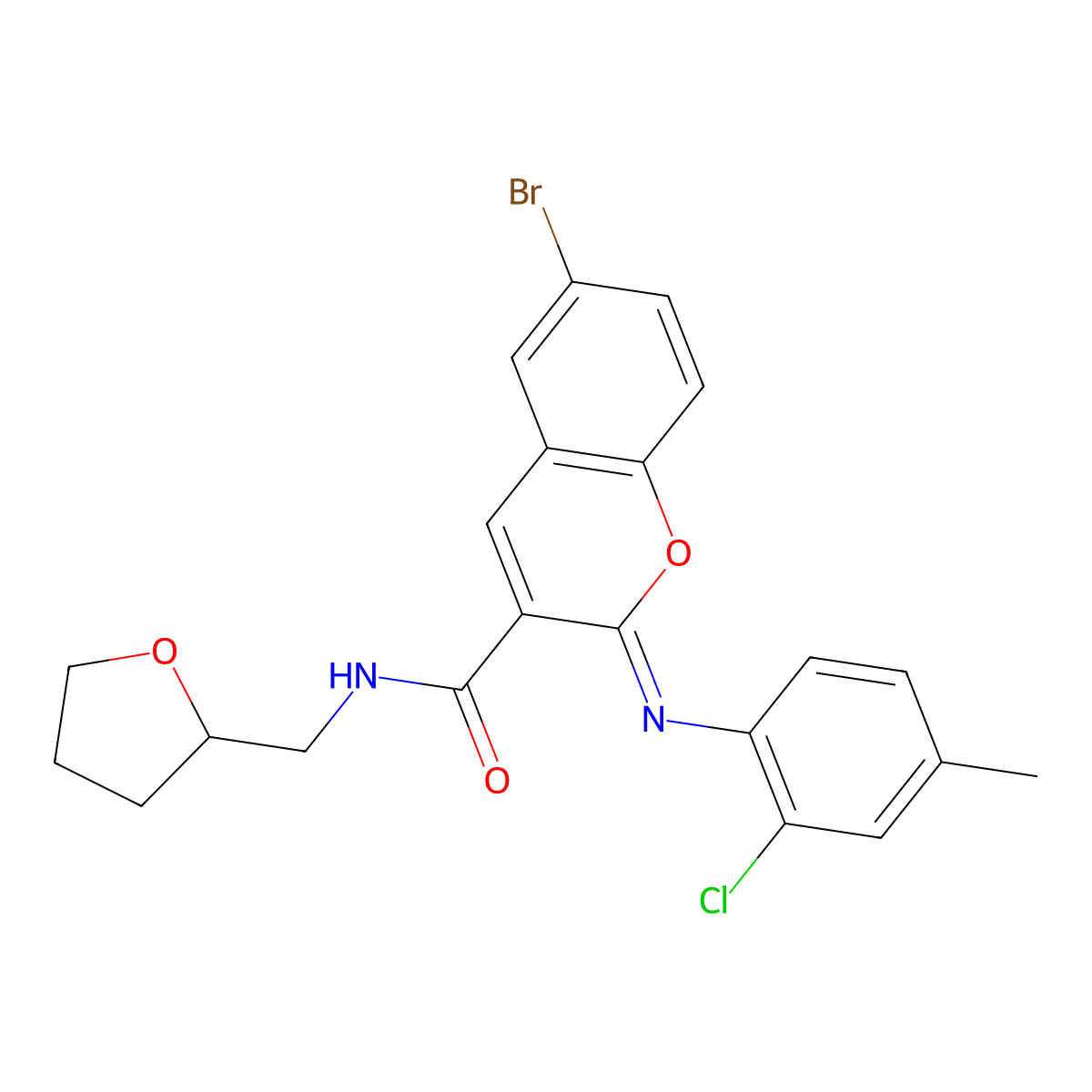 (2Z)-6-bromo-2-[(2-chloro-4-methylphenyl)imino]-N-(tetrahydrofuran-2-ylmethyl)-2H-chromene-3-carboxamide molecular structure, CAS 1327179-48-5