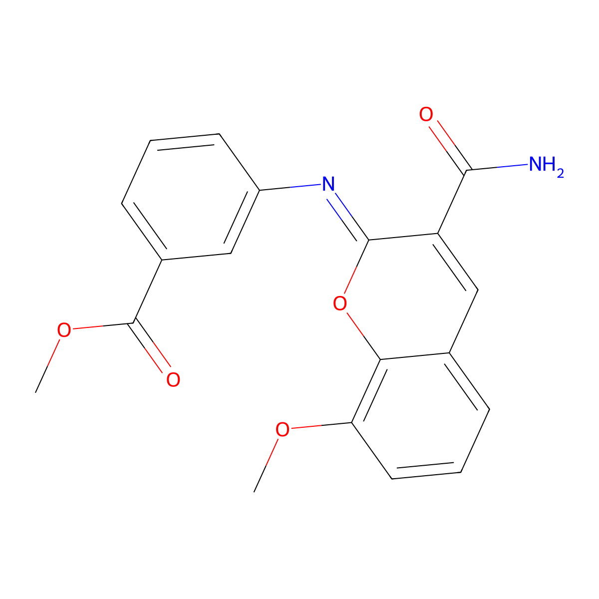 methyl 3-{[(2Z)-3-carbamoyl-8-methoxy-2H-chromen-2-ylidene]amino}benzoate molecular structure, CAS 1327179-51-0