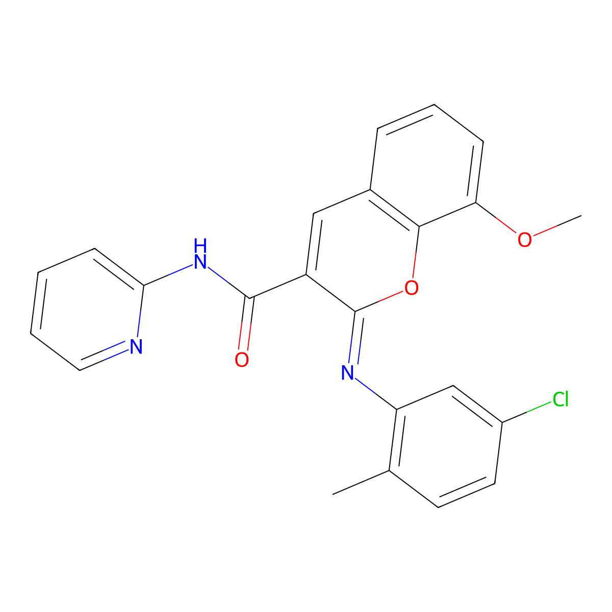 (2Z)-2-[(5-chloro-2-methylphenyl)imino]-8-methoxy-N-(pyridin-2-yl)-2H-chromene-3-carboxamide molecular structure, CAS 1327179-58-7