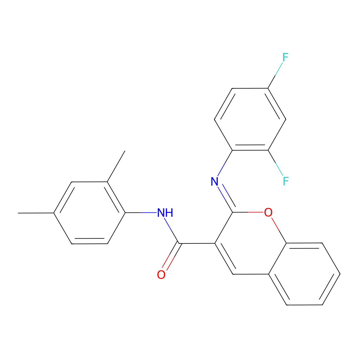 (2Z)-2-[(2,4-difluorophenyl)imino]-N-(2,4-dimethylphenyl)-2H-chromene-3-carboxamide molecular structure, CAS 1327179-74-7