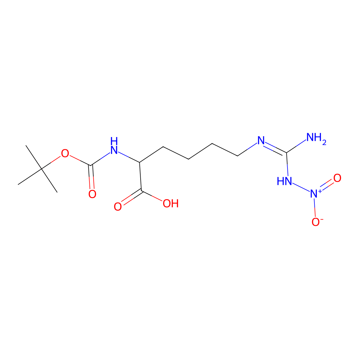2-(Tert-butoxycarbonylamino)-6-(3-nitroguanidino)hexanoic acid molecular structure, CAS 132718-70-8