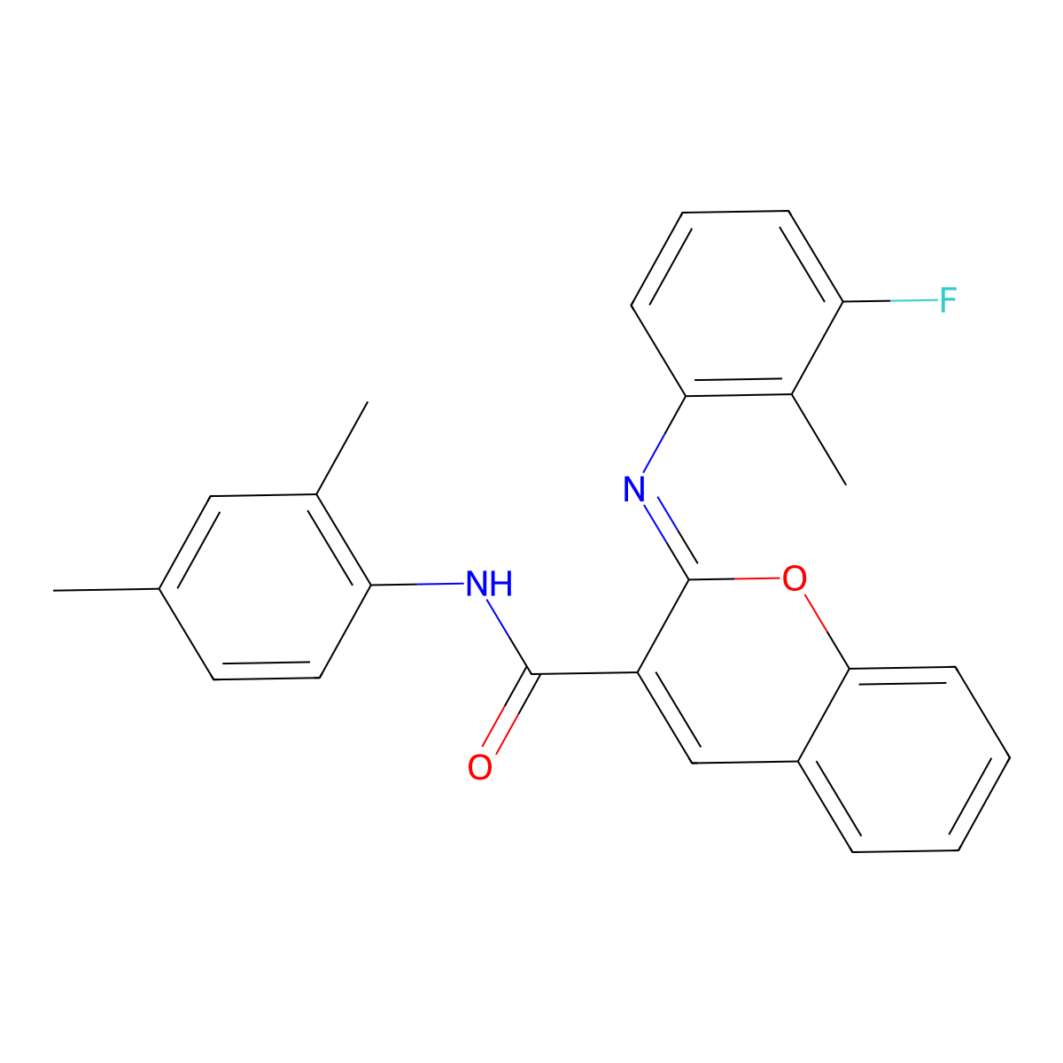 (2Z)-N-(2,4-dimethylphenyl)-2-[(3-fluoro-2-methylphenyl)imino]-2H-chromene-3-carboxamide molecular structure, CAS 1327180-00-6