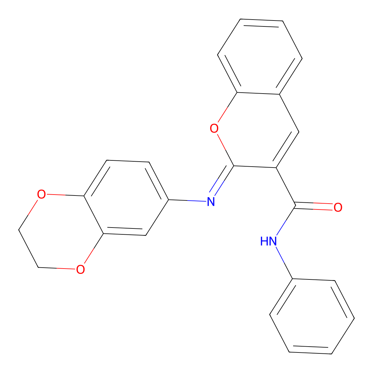 (2Z)-2-(2,3-dihydro-1,4-benzodioxin-6-ylimino)-N-phenyl-2H-chromene-3-carboxamide molecular structure, CAS 1327180-14-2