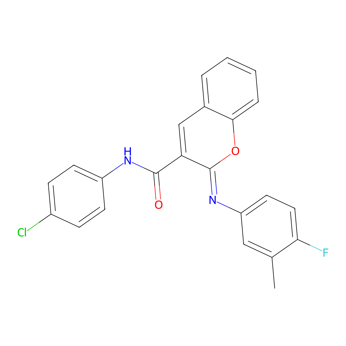(2Z)-N-(4-chlorophenyl)-2-[(4-fluoro-3-methylphenyl)imino]-2H-chromene-3-carboxamide molecular structure, CAS 1327180-22-2