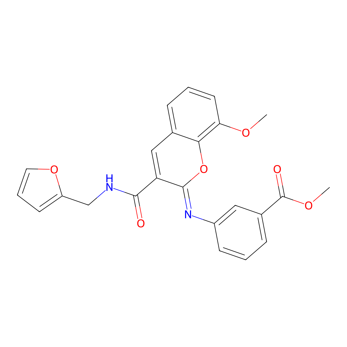methyl 3-({(2Z)-3-[(furan-2-ylmethyl)carbamoyl]-8-methoxy-2H-chromen-2-ylidene}amino)benzoate molecular structure, CAS 1327180-28-8