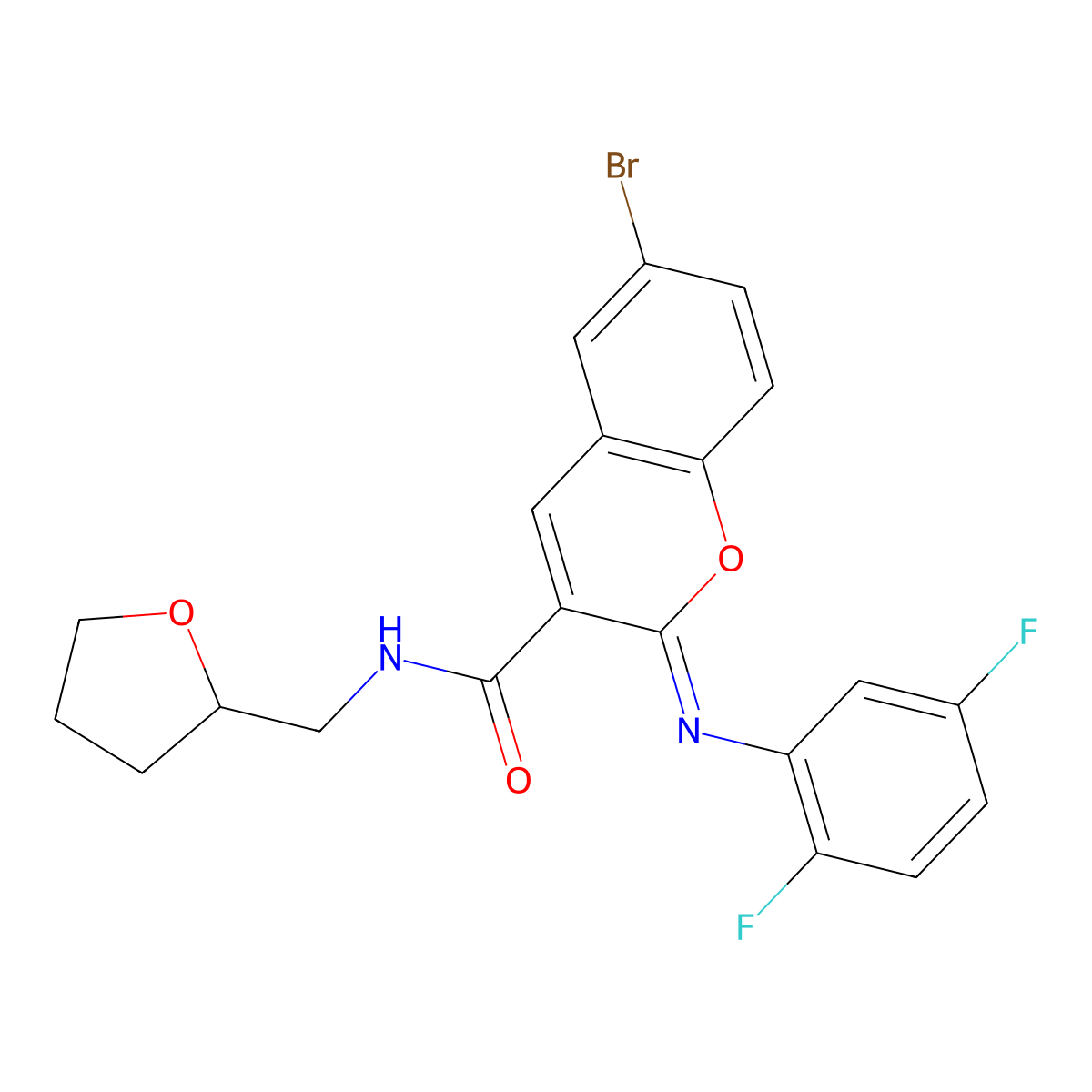 (2Z)-6-bromo-2-[(2,5-difluorophenyl)imino]-N-(tetrahydrofuran-2-ylmethyl)-2H-chromene-3-carboxamide molecular structure, CAS 1327180-36-8