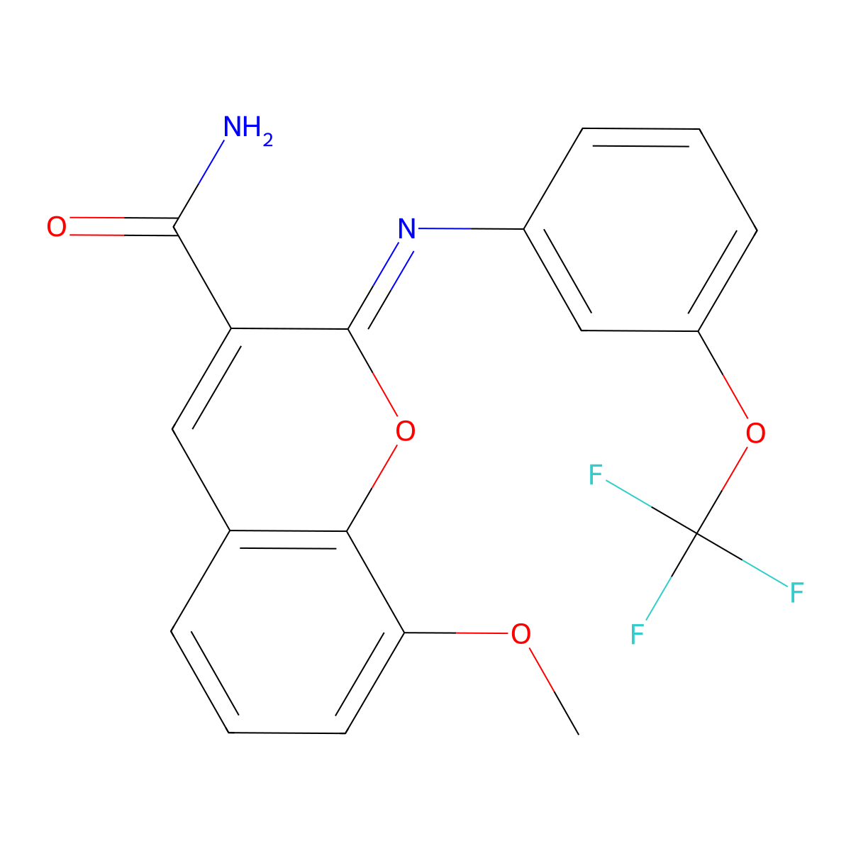(2Z)-8-methoxy-2-{[3-(trifluoromethoxy)phenyl]imino}-2H-chromene-3-carboxamide molecular structure, CAS 1327180-40-4