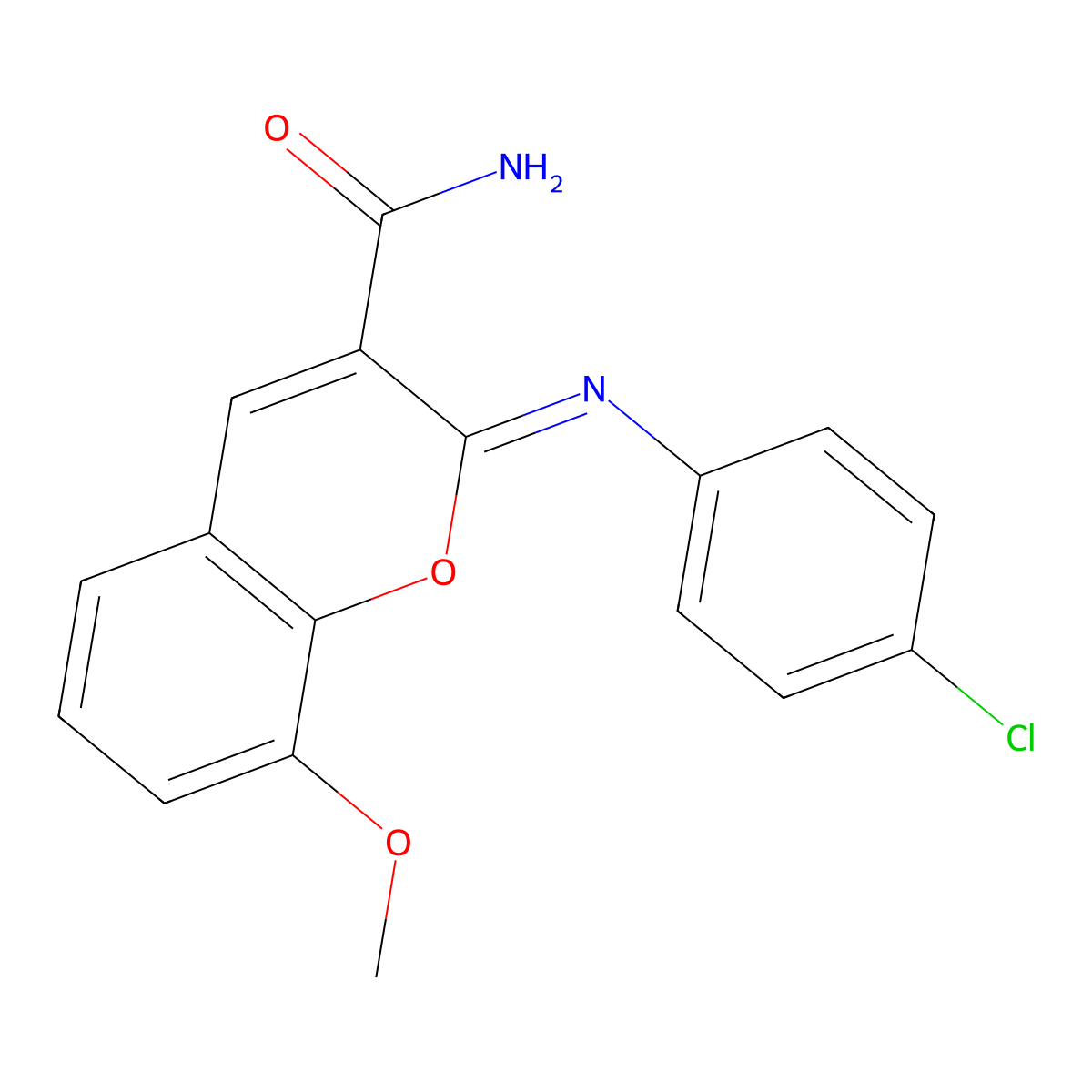 (2Z)-2-[(4-chlorophenyl)imino]-8-methoxy-2H-chromene-3-carboxamide molecular structure, CAS 1327180-45-9
