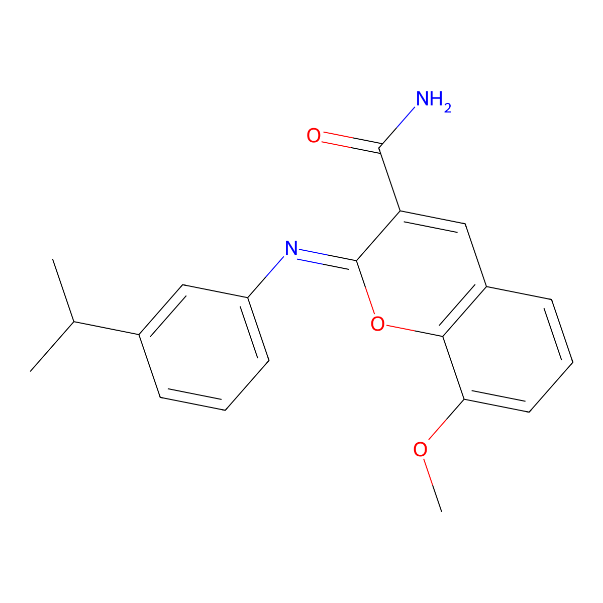 (2Z)-8-methoxy-2-{[3-(propan-2-yl)phenyl]imino}-2H-chromene-3-carboxamide molecular structure, CAS 1327181-01-0