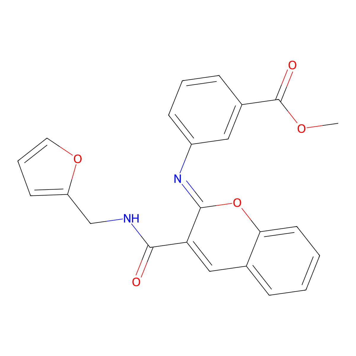 methyl 3-({(2Z)-3-[(furan-2-ylmethyl)carbamoyl]-2H-chromen-2-ylidene}amino)benzoate molecular structure, CAS 1327181-13-4