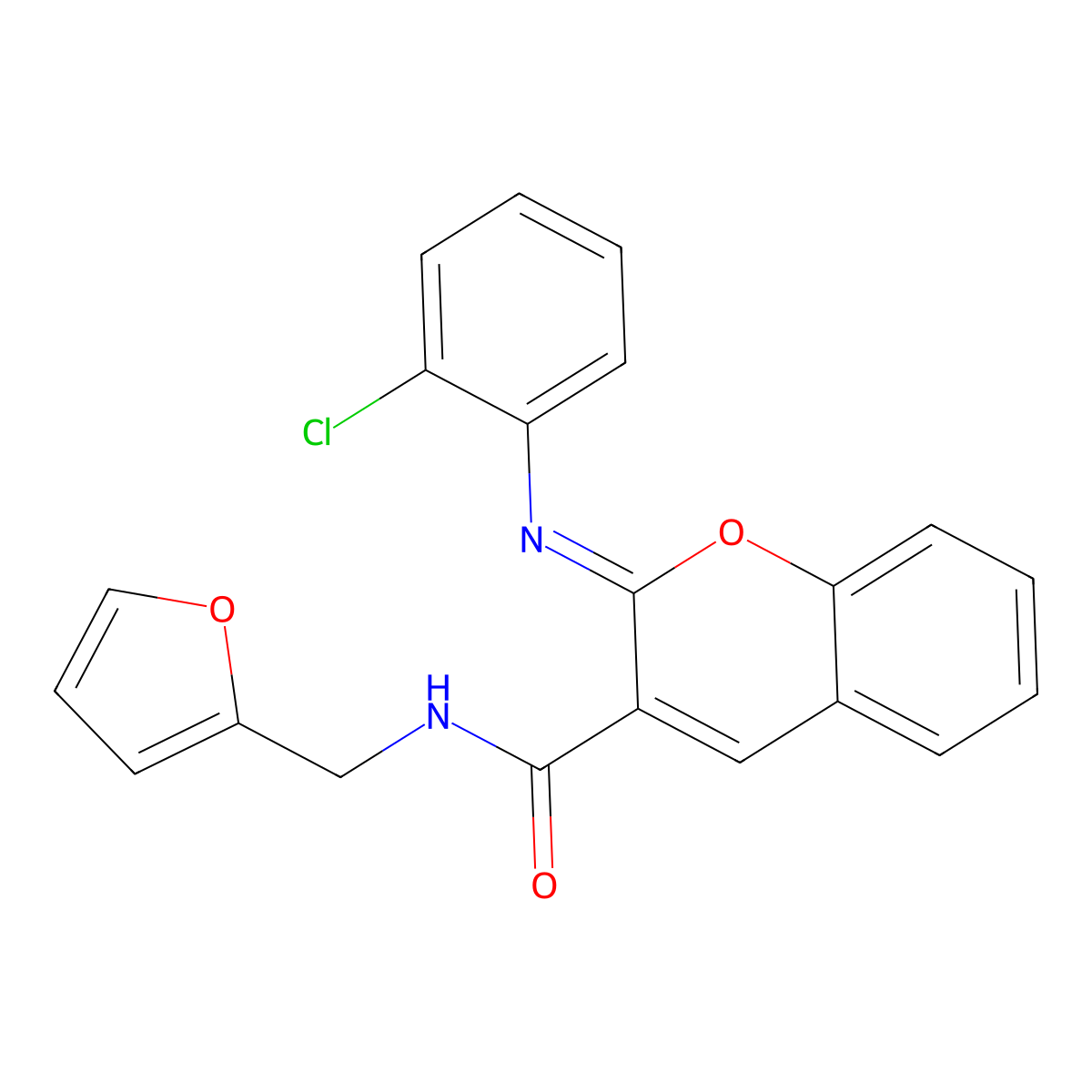 (2Z)-2-[(2-chlorophenyl)imino]-N-(furan-2-ylmethyl)-2H-chromene-3-carboxamide molecular structure, CAS 1327181-19-0