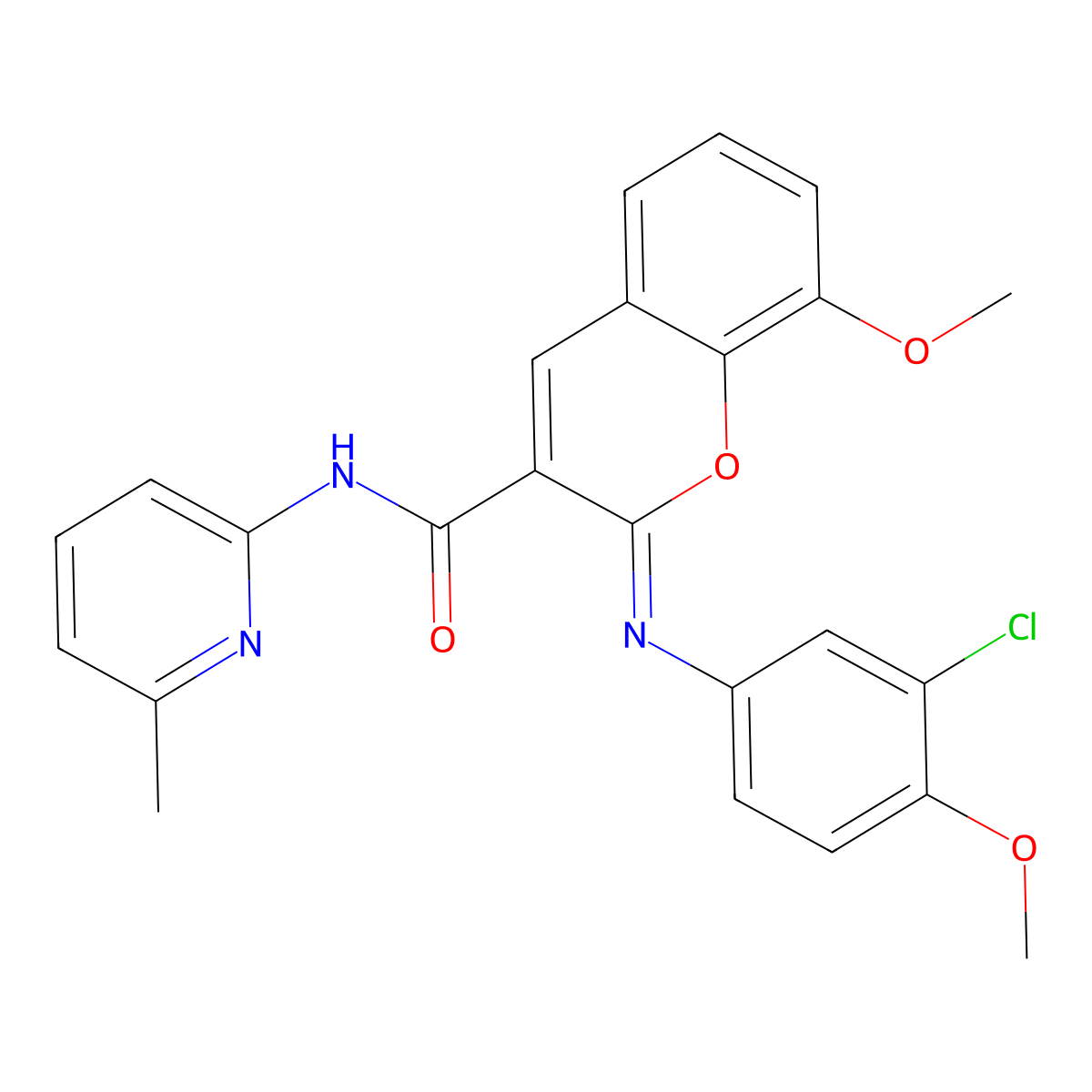 (2Z)-2-[(3-chloro-4-methoxyphenyl)imino]-8-methoxy-N-(6-methylpyridin-2-yl)-2H-chromene-3-carboxamide molecular structure, CAS 1327181-37-2