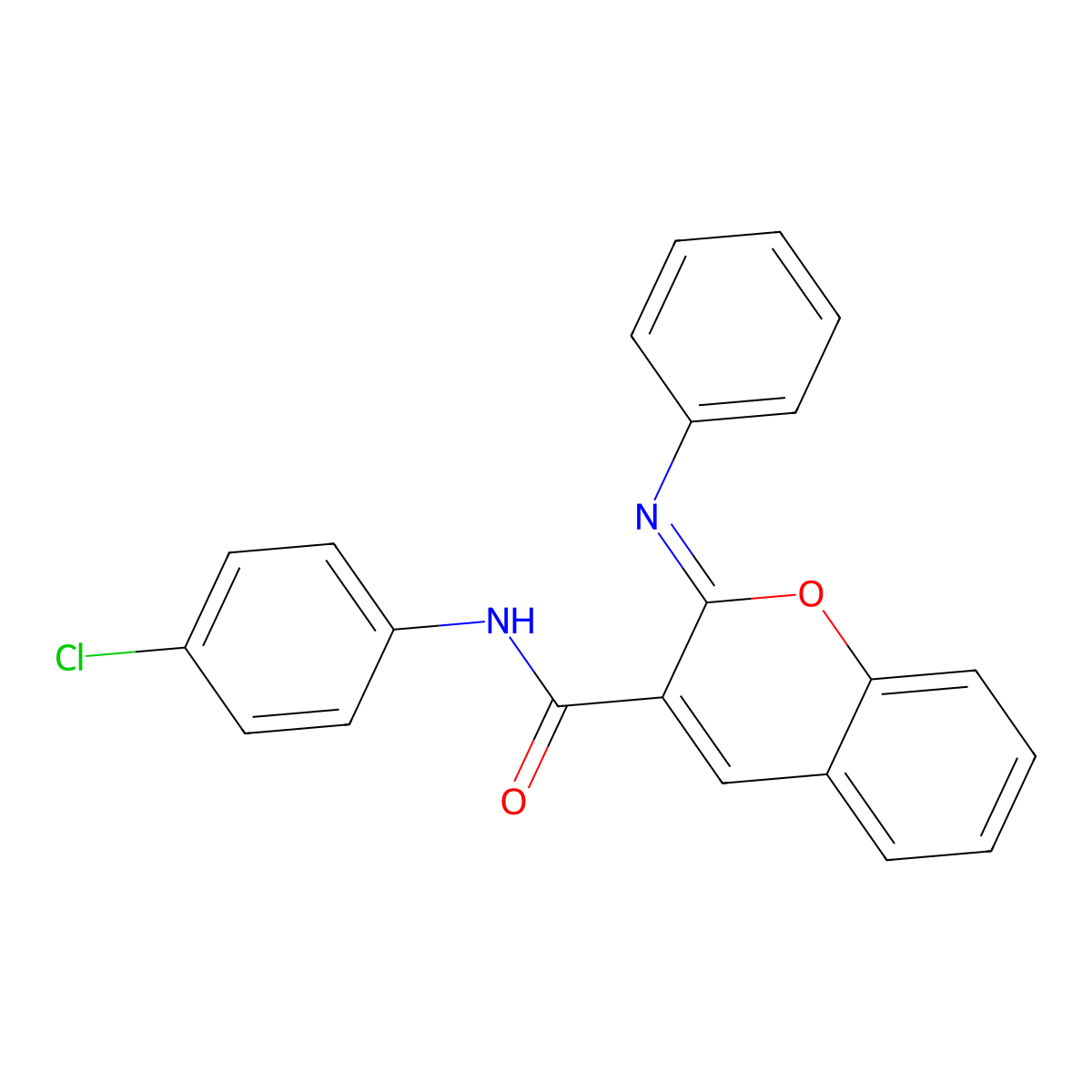 (2Z)-N-(4-chlorophenyl)-2-(phenylimino)-2H-chromene-3-carboxamide molecular structure, CAS 1327181-54-3