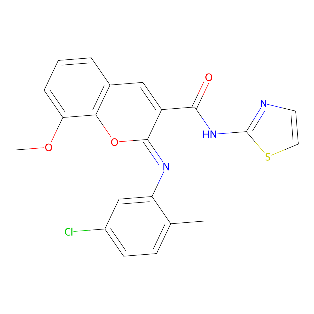 (2Z)-2-[(5-chloro-2-methylphenyl)imino]-8-methoxy-N-(1,3-thiazol-2-yl)-2H-chromene-3-carboxamide molecular structure, CAS 1327181-61-2