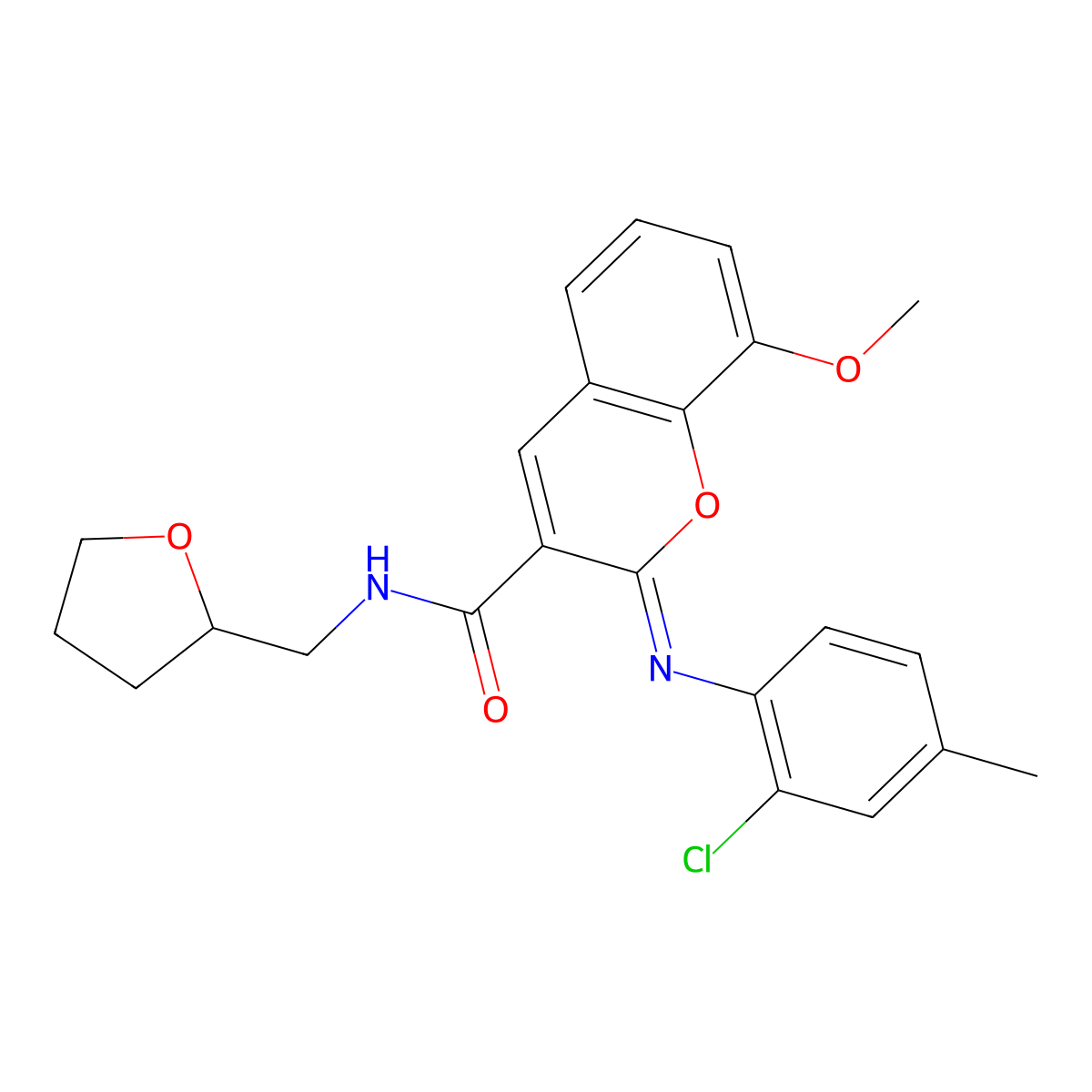 (2Z)-2-[(2-chloro-4-methylphenyl)imino]-8-methoxy-N-(tetrahydrofuran-2-ylmethyl)-2H-chromene-3-carboxamide molecular structure, CAS 1327181-66-7