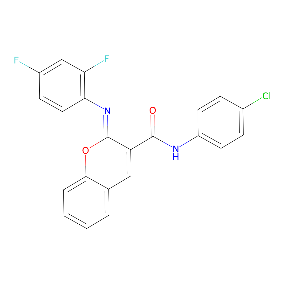 (2Z)-N-(4-chlorophenyl)-2-[(2,4-difluorophenyl)imino]-2H-chromene-3-carboxamide molecular structure, CAS 1327181-77-0
