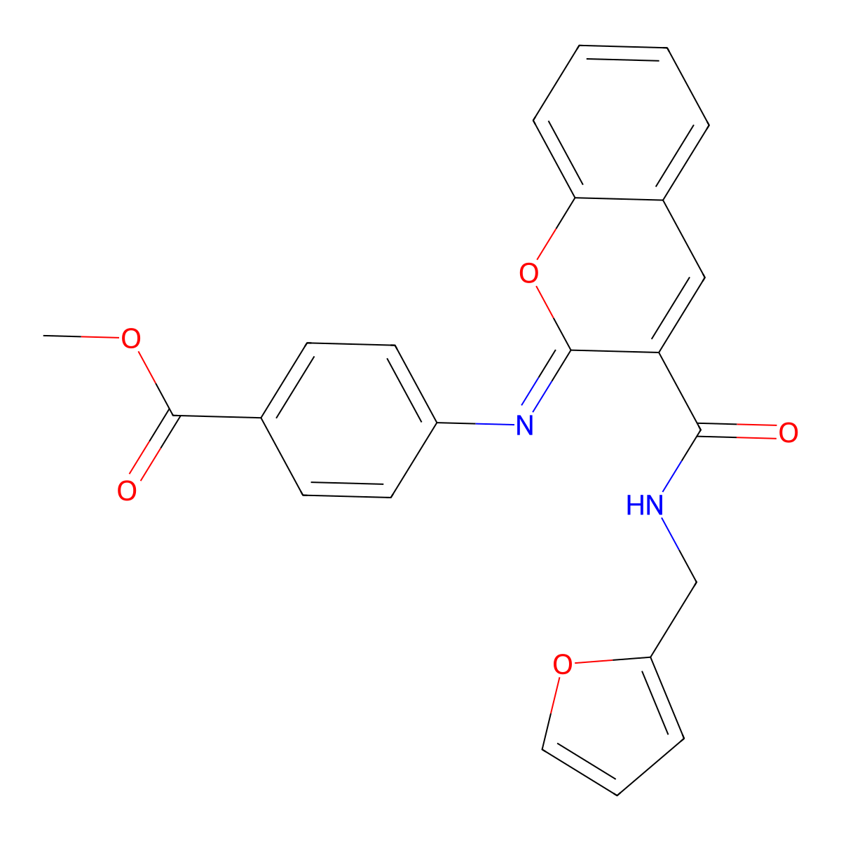methyl 4-({(2Z)-3-[(furan-2-ylmethyl)carbamoyl]-2H-chromen-2-ylidene}amino)benzoate molecular structure, CAS 1327181-87-2