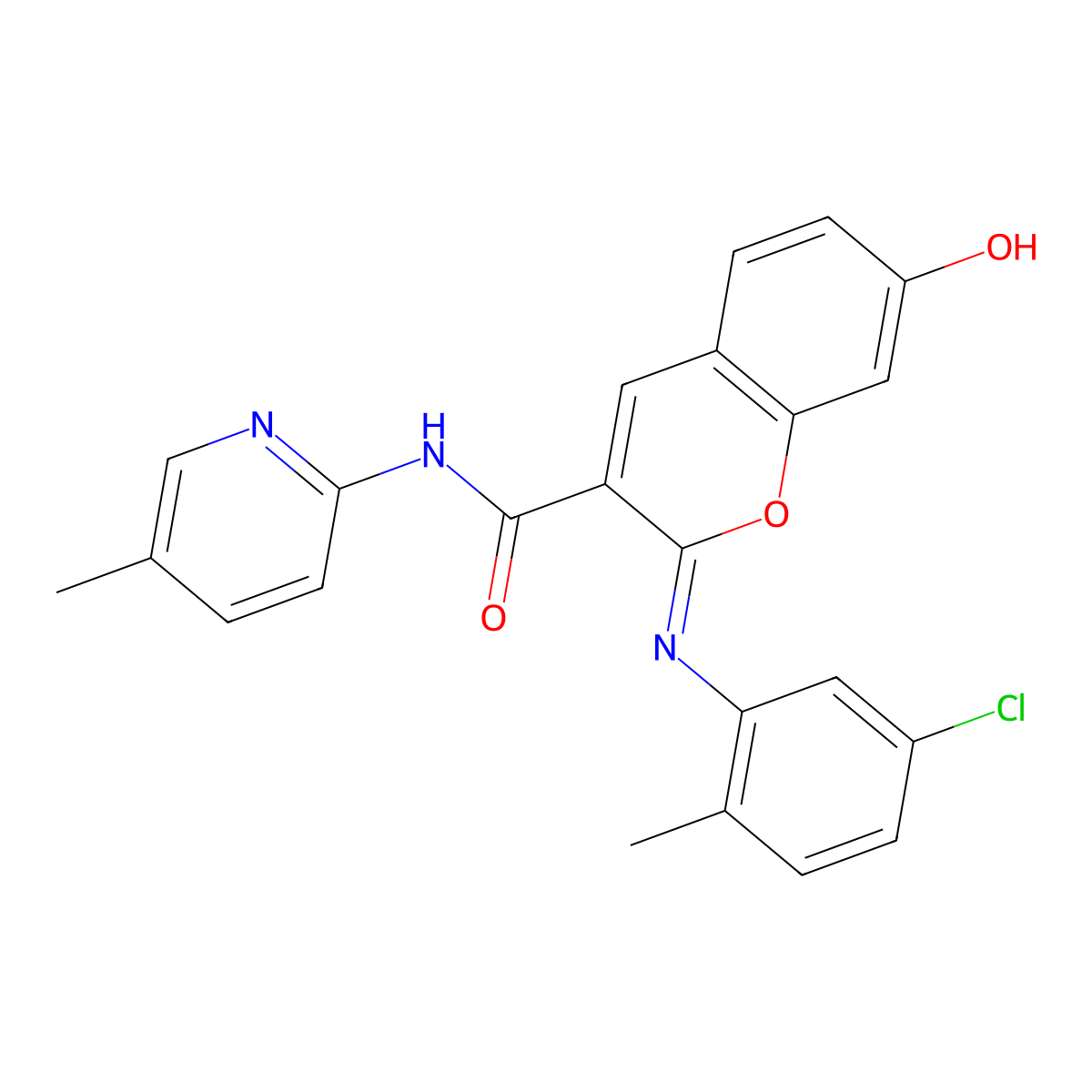 (2Z)-2-[(5-chloro-2-methylphenyl)imino]-7-hydroxy-N-(5-methylpyridin-2-yl)-2H-chromene-3-carboxamide molecular structure, CAS 1327181-88-3
