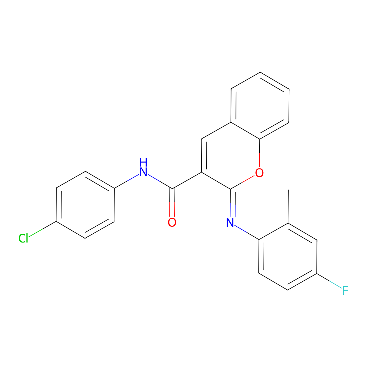 (2Z)-N-(4-chlorophenyl)-2-[(4-fluoro-2-methylphenyl)imino]-2H-chromene-3-carboxamide molecular structure, CAS 1327181-90-7