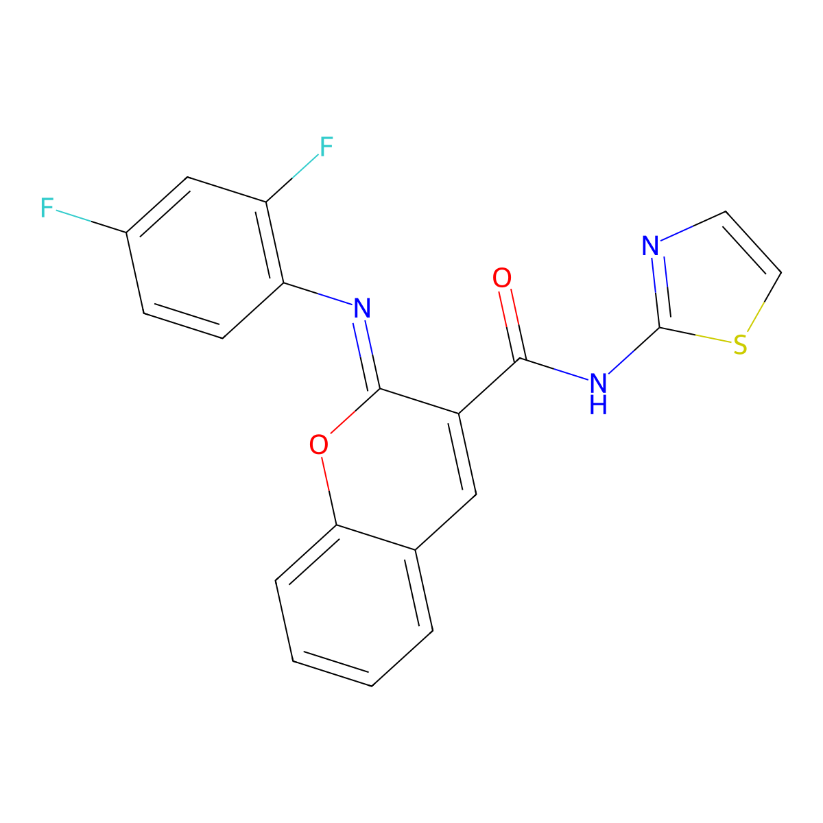 (2Z)-2-[(2,4-difluorophenyl)imino]-N-(1,3-thiazol-2-yl)-2H-chromene-3-carboxamide molecular structure, CAS 1327181-93-0
