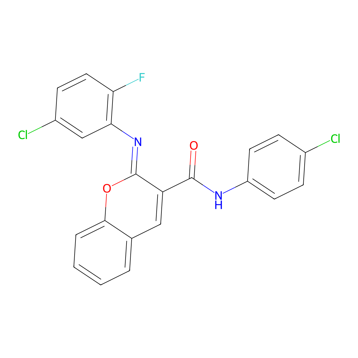 (2Z)-2-[(5-chloro-2-fluorophenyl)imino]-N-(4-chlorophenyl)-2H-chromene-3-carboxamide molecular structure, CAS 1327181-98-5