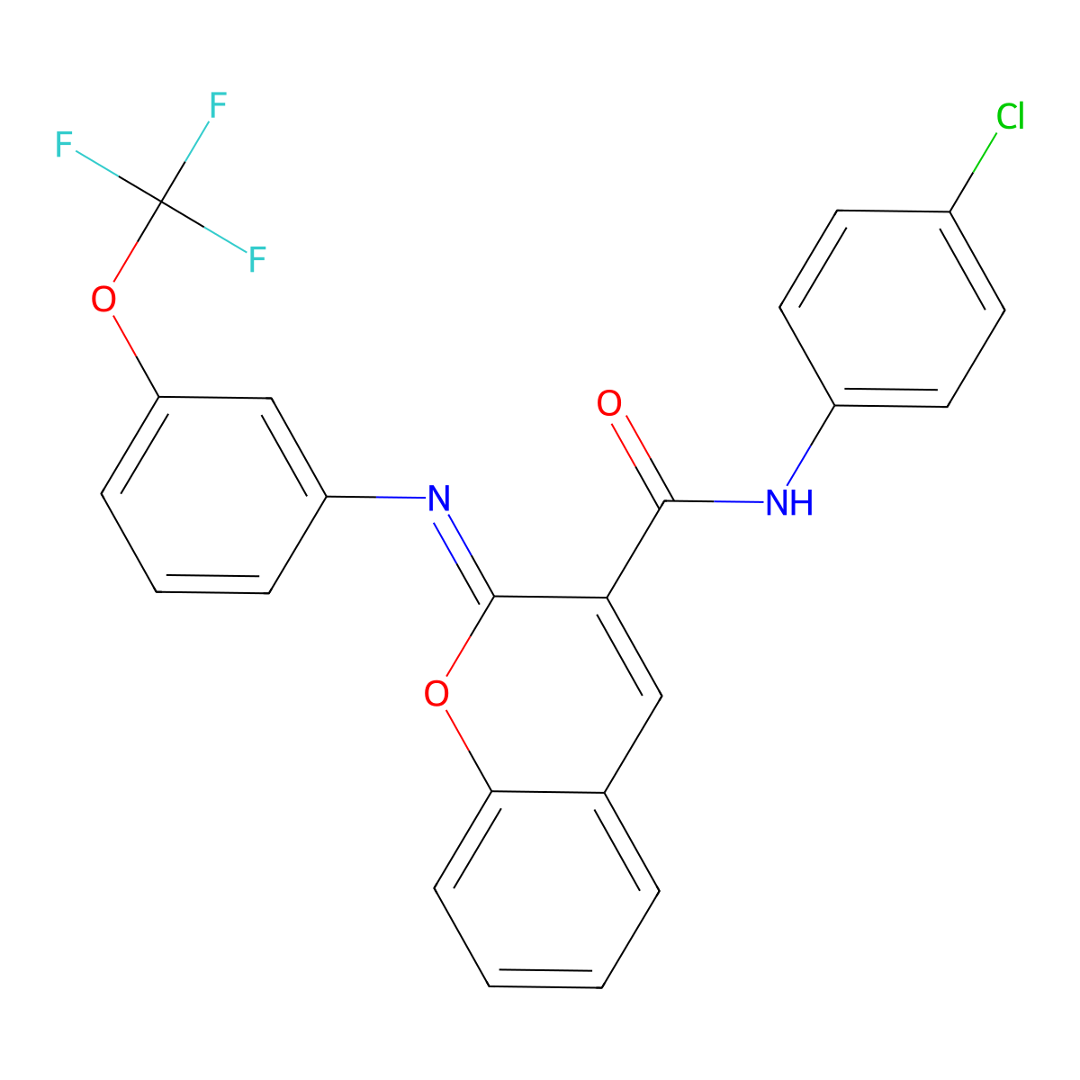 (2Z)-N-(4-chlorophenyl)-2-{[3-(trifluoromethoxy)phenyl]imino}-2H-chromene-3-carboxamide molecular structure, CAS 1327182-08-0
