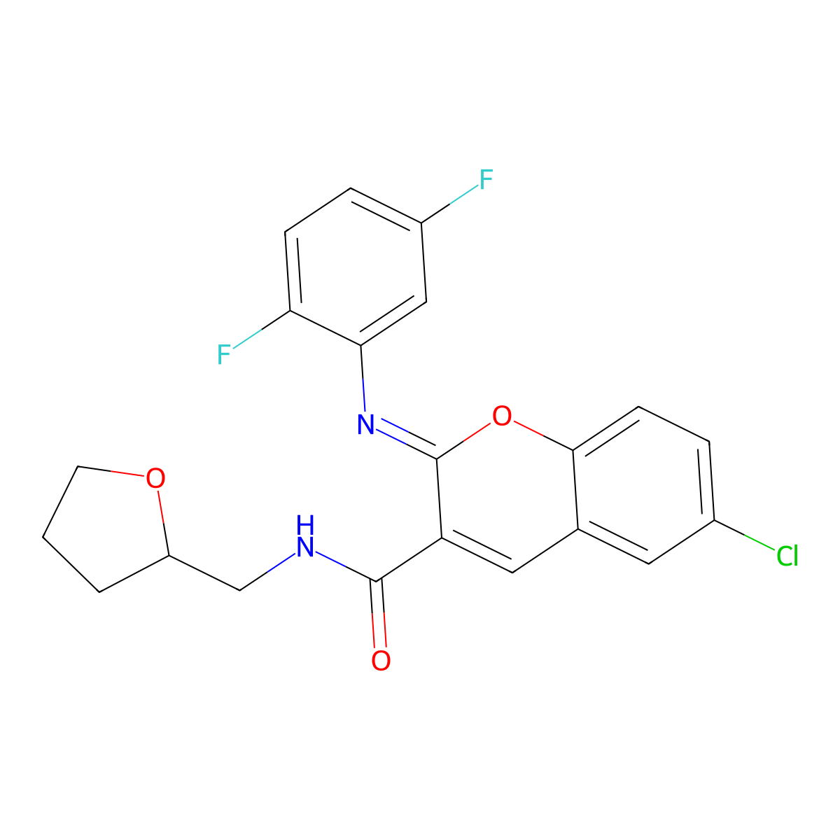 (2Z)-6-chloro-2-[(2,5-difluorophenyl)imino]-N-(tetrahydrofuran-2-ylmethyl)-2H-chromene-3-carboxamide molecular structure, CAS 1327182-14-8