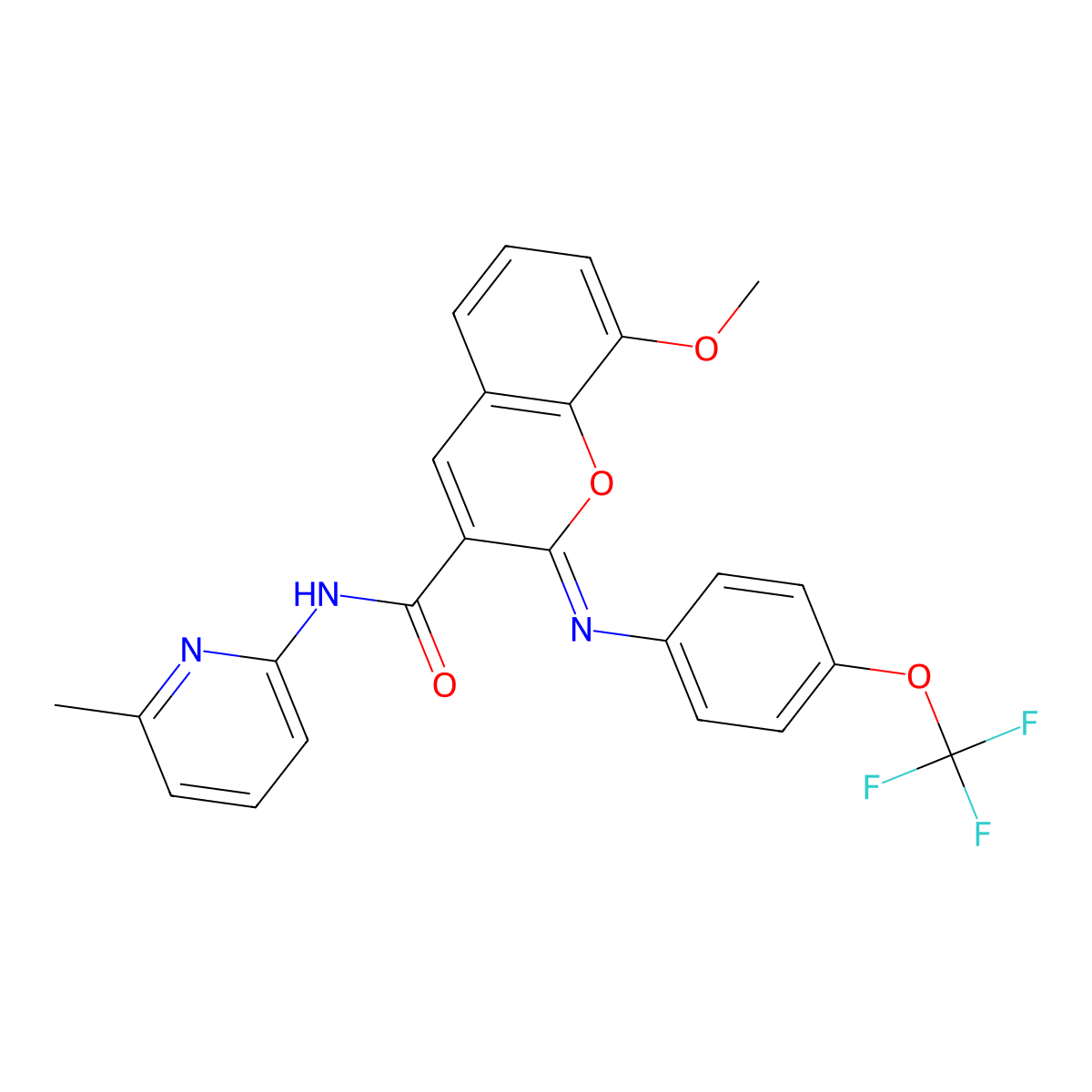 (2Z)-8-methoxy-N-(6-methylpyridin-2-yl)-2-{[4-(trifluoromethoxy)phenyl]imino}-2H-chromene-3-carboxamide molecular structure, CAS 1327182-16-0