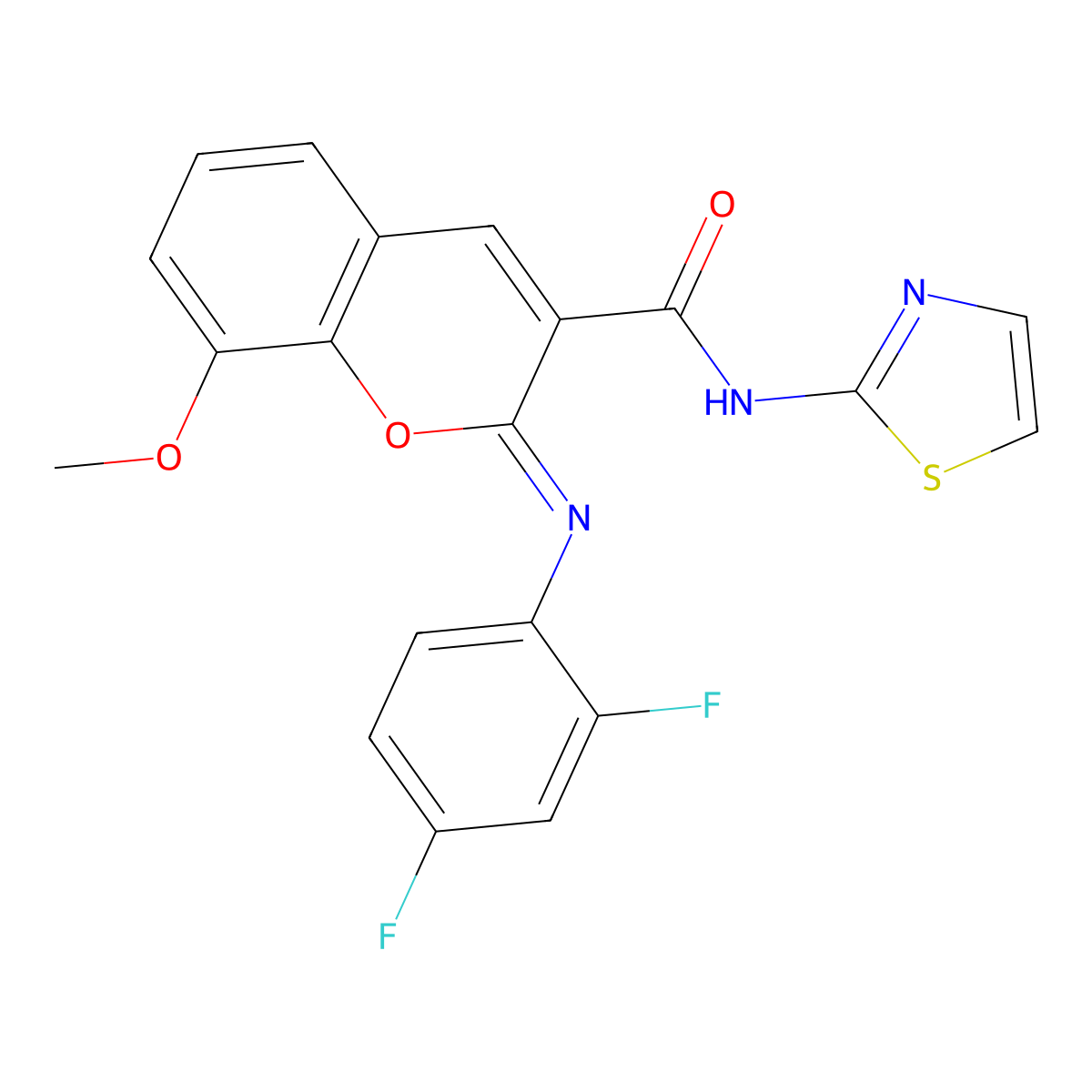(2Z)-2-[(2,4-difluorophenyl)imino]-8-methoxy-N-(1,3-thiazol-2-yl)-2H-chromene-3-carboxamide molecular structure, CAS 1327182-23-9