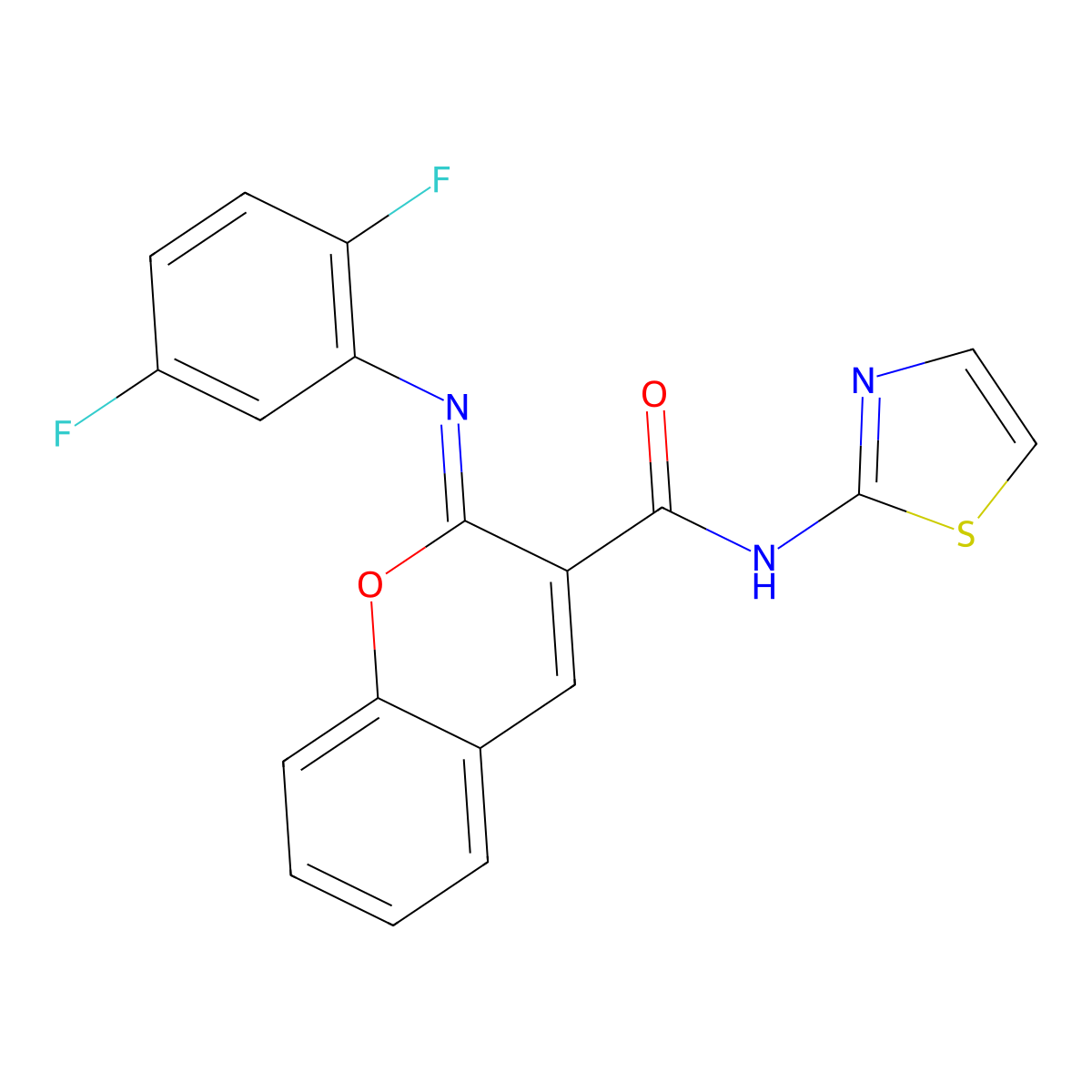(2Z)-2-[(2,5-difluorophenyl)imino]-N-(1,3-thiazol-2-yl)-2H-chromene-3-carboxamide molecular structure, CAS 1327182-37-5