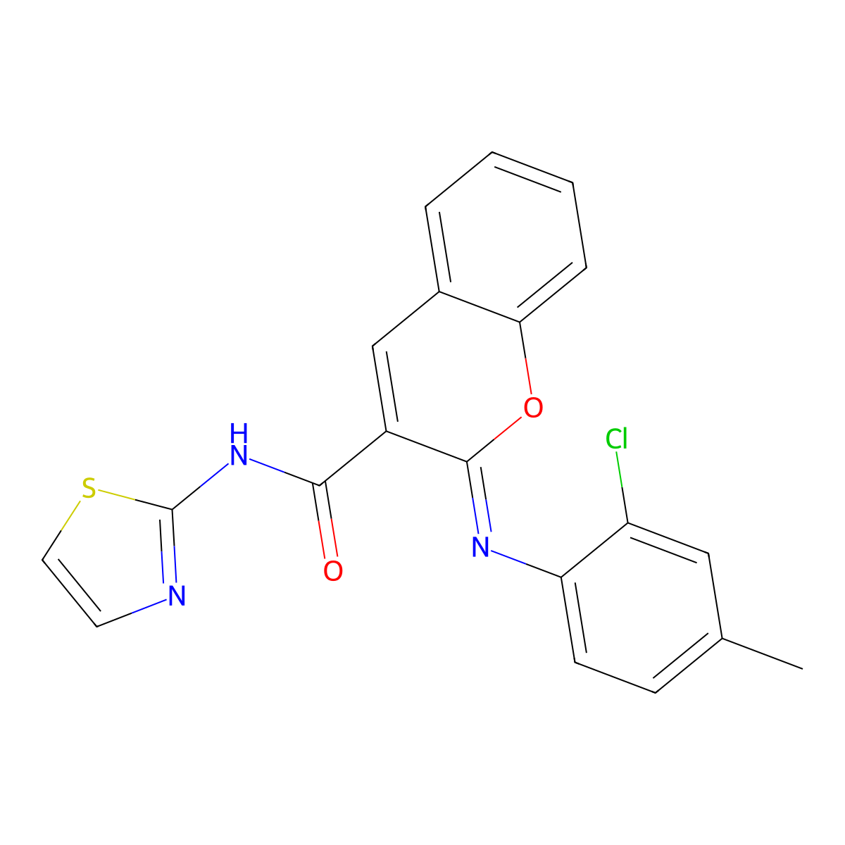 (2Z)-2-[(2-chloro-4-methylphenyl)imino]-N-(1,3-thiazol-2-yl)-2H-chromene-3-carboxamide molecular structure, CAS 1327182-42-2