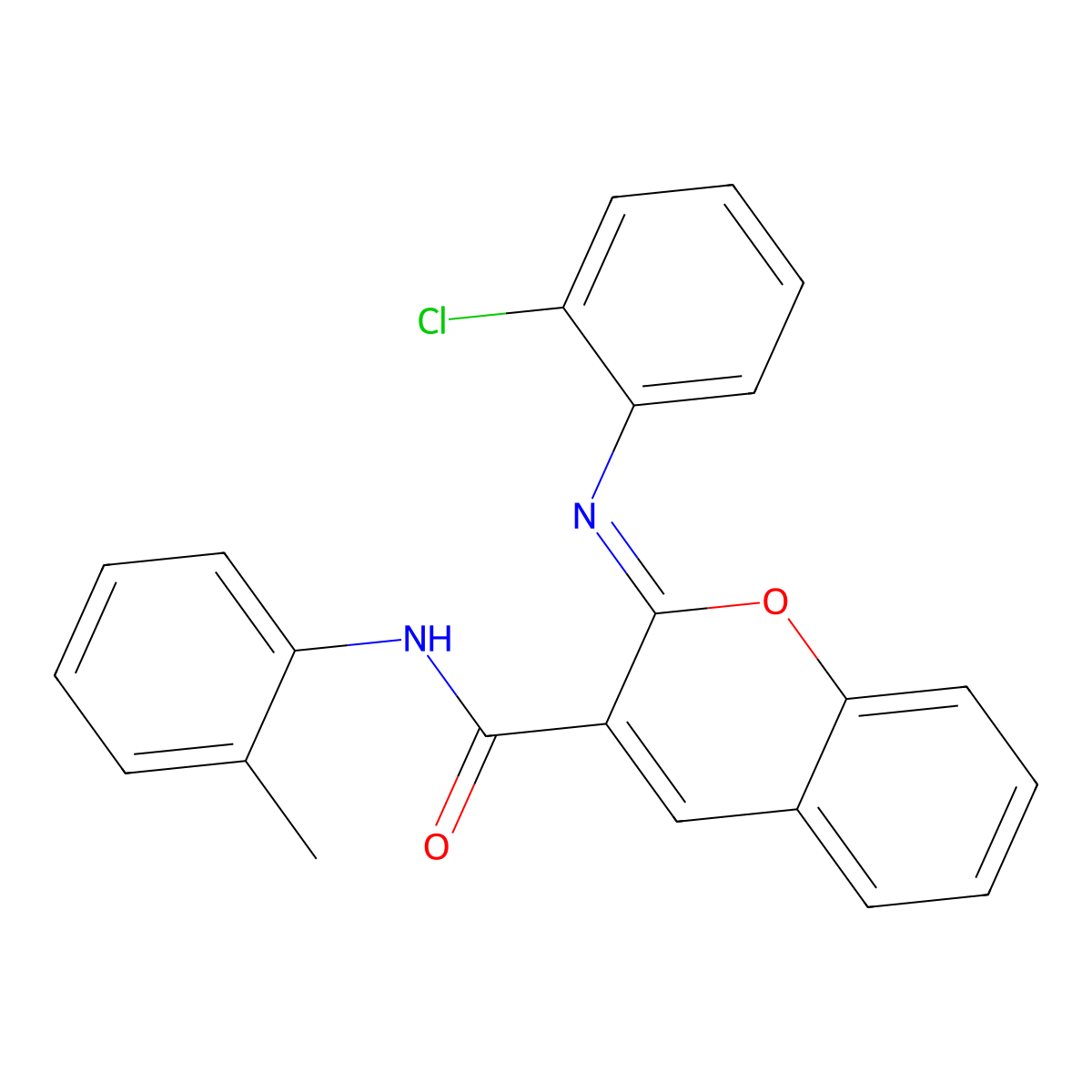 (2Z)-2-[(2-chlorophenyl)imino]-N-(2-methylphenyl)-2H-chromene-3-carboxamide molecular structure, CAS 1327182-59-1