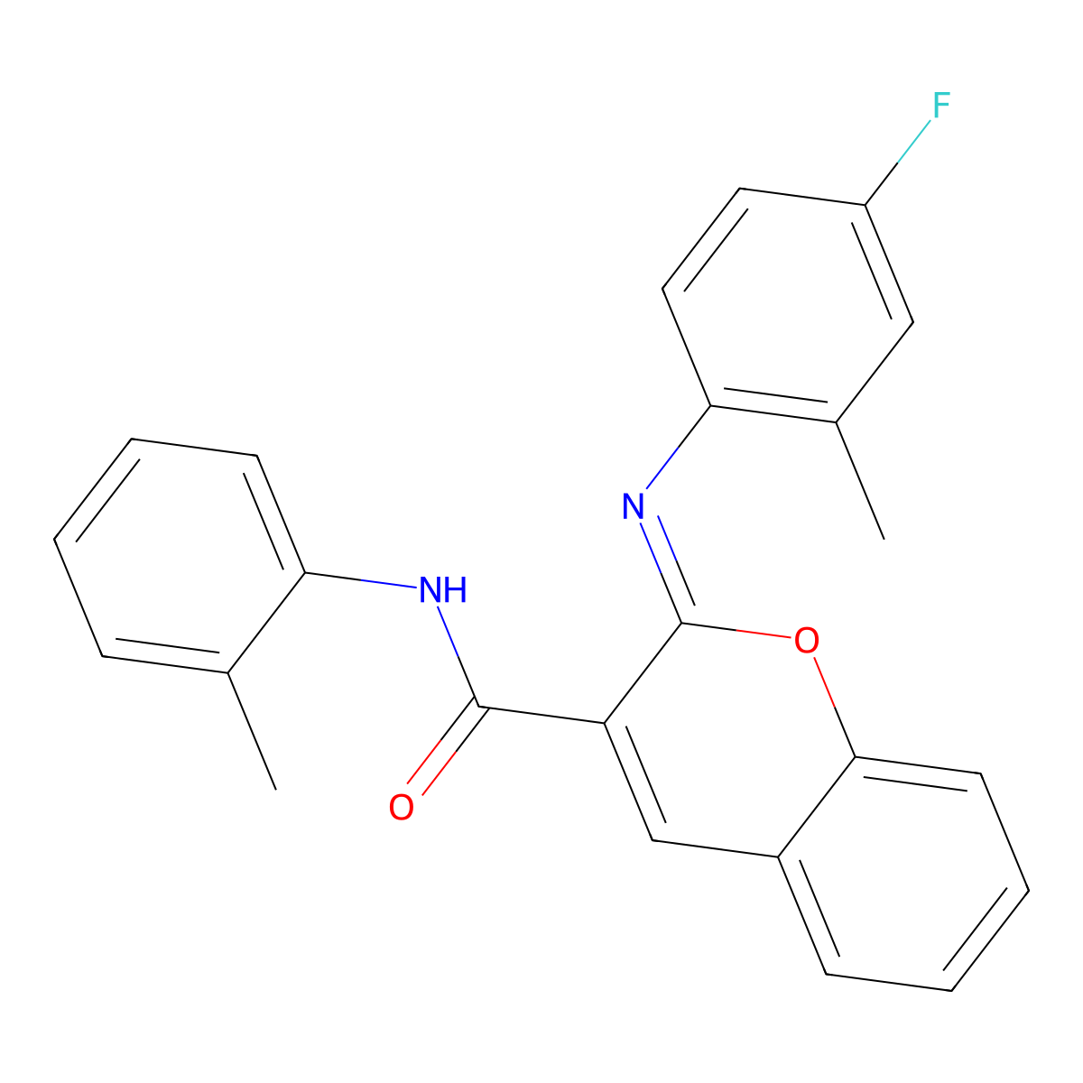 (2Z)-2-[(4-fluoro-2-methylphenyl)imino]-N-(2-methylphenyl)-2H-chromene-3-carboxamide molecular structure, CAS 1327182-64-8