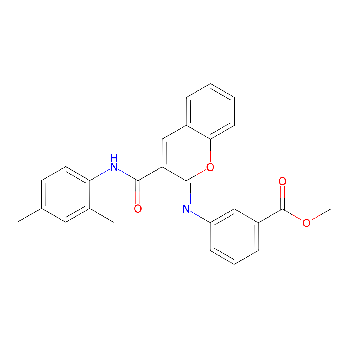methyl 3-{[(2Z)-3-[(2,4-dimethylphenyl)carbamoyl]-2H-chromen-2-ylidene]amino}benzoate molecular structure, CAS 1327182-67-1