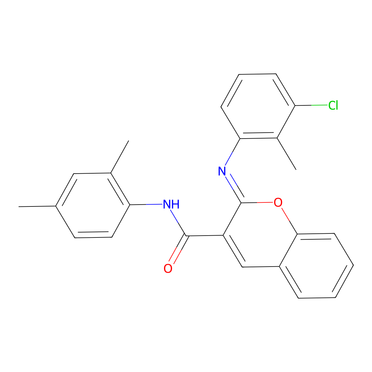 (2Z)-2-[(3-chloro-2-methylphenyl)imino]-N-(2,4-dimethylphenyl)-2H-chromene-3-carboxamide molecular structure, CAS 1327182-73-9