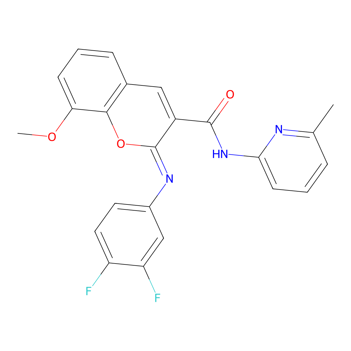 (2Z)-2-[(3,4-difluorophenyl)imino]-8-methoxy-N-(6-methylpyridin-2-yl)-2H-chromene-3-carboxamide molecular structure, CAS 1327182-76-2